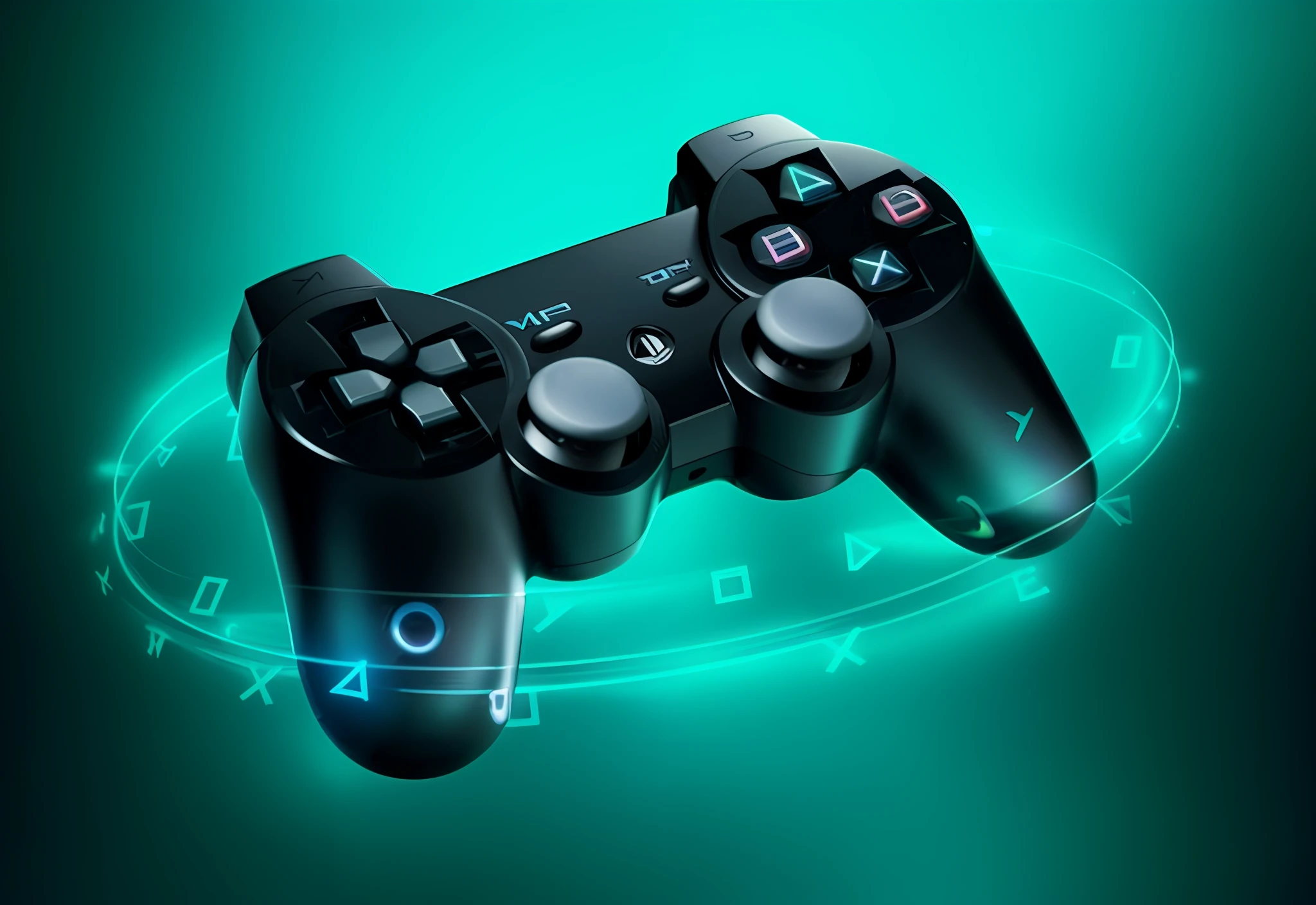 a close up of a video game controller with a glowing background, ps 3, playstation 3, playstation 6, playstation, playstion 5 screen, video game control, ps 3 video game, ps 3 screenshot, playstation 4, ps 3 graphics, ps, gaming, controllers, controller, ps4, ps 4, playstation 5, xbox, controls, ps2, ps 2