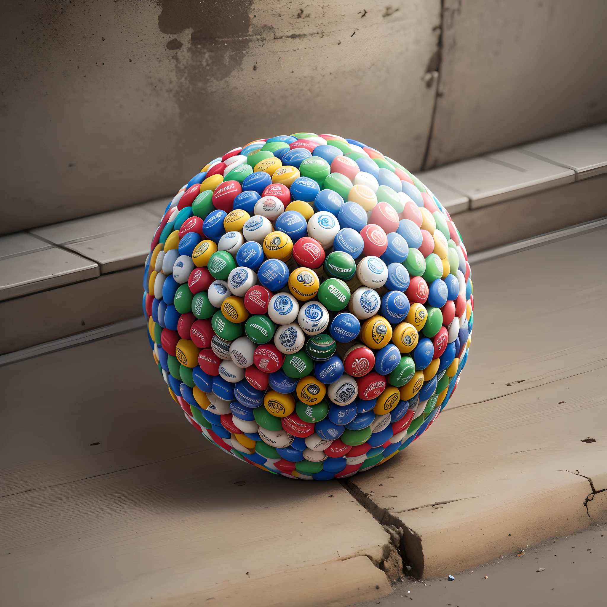 Large ball made of bottle caps --auto --s2