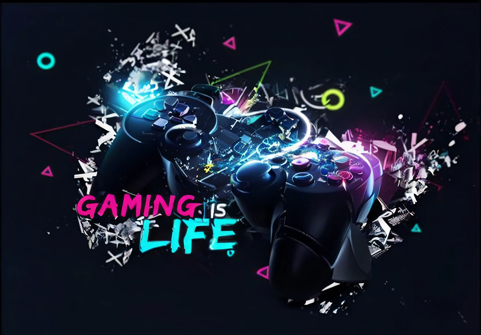 a close up of two video game controllers with a neon light, gaming, gamer themed, gamer aesthetic, gamin, gamer, games, playing games, led gaming, coming to life, profile picture 1024px, games 3 d, pc gaming, video - game, twitch streamer / gamer ludwig, playing video games, video game cover, video games