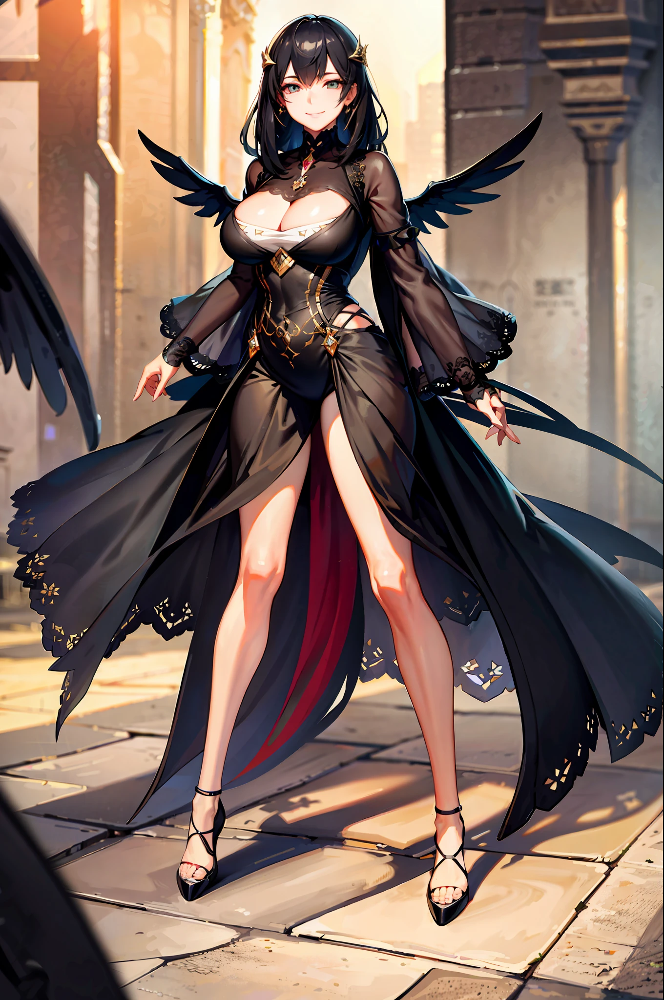 masterpiece, exquisite, high resolution, one woman, cute face, good style, war, fighter, smile, detailed hands, detailed legs, angle from a distance 16k,