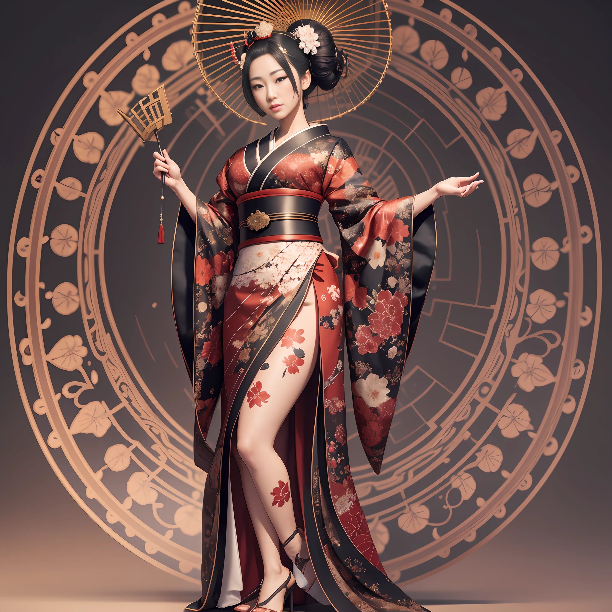 a highly detailed full body portrait of a geisha. 8k, octane render, Intricate hyperdetails, Symmetrical --auto --s2