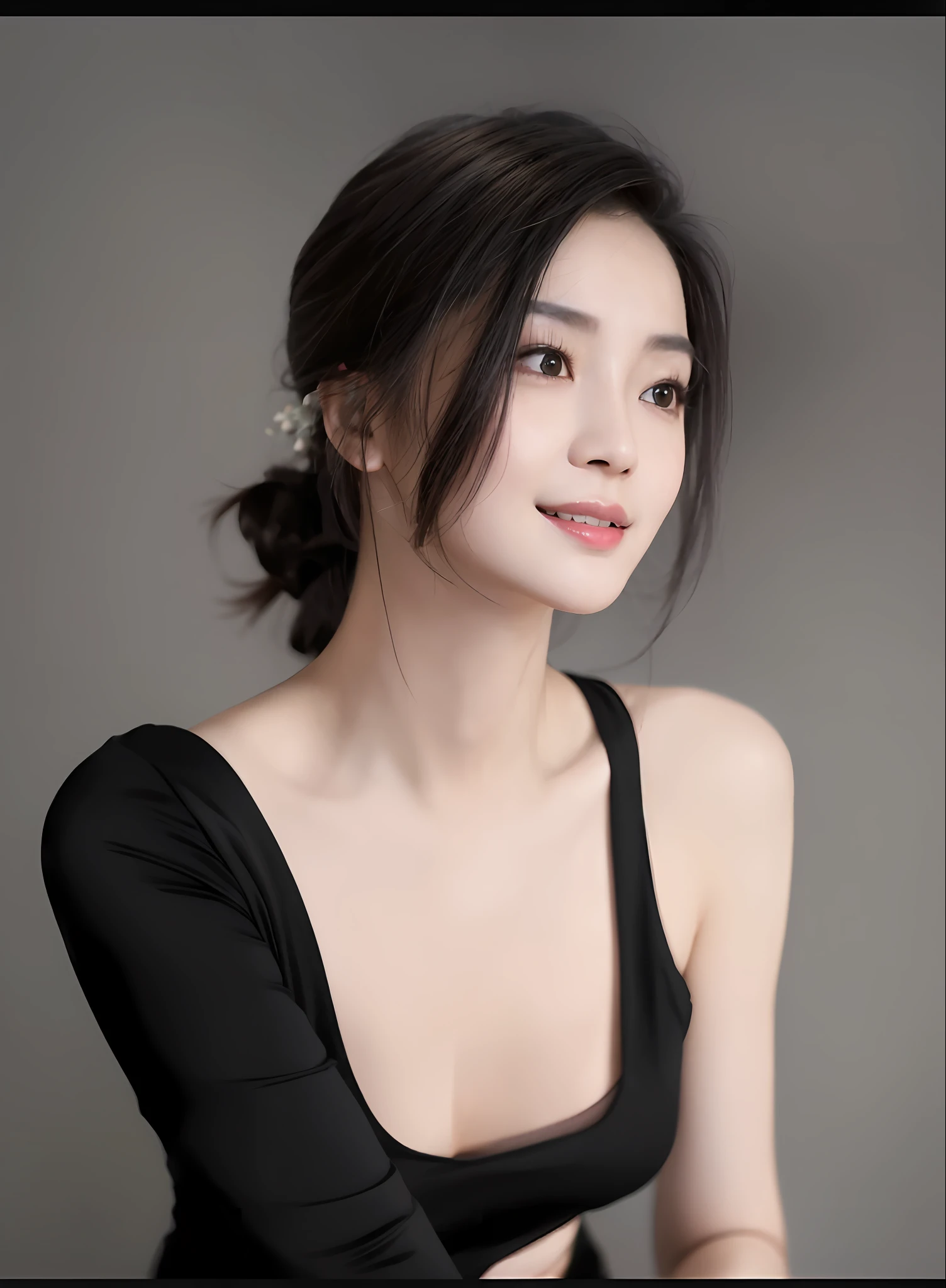 Alafeld asian woman posing for photo in black blouse, gorgeous chinese model, gorgeous young korean woman, photo of slim girl model, beautiful korean young woman, young cute wan asian face, beautiful asian girl, beautiful korean woman, beautiful girl model, girl cute thin face, beautiful asian woman, asian woman, chinese girl, beautiful model girl, smile