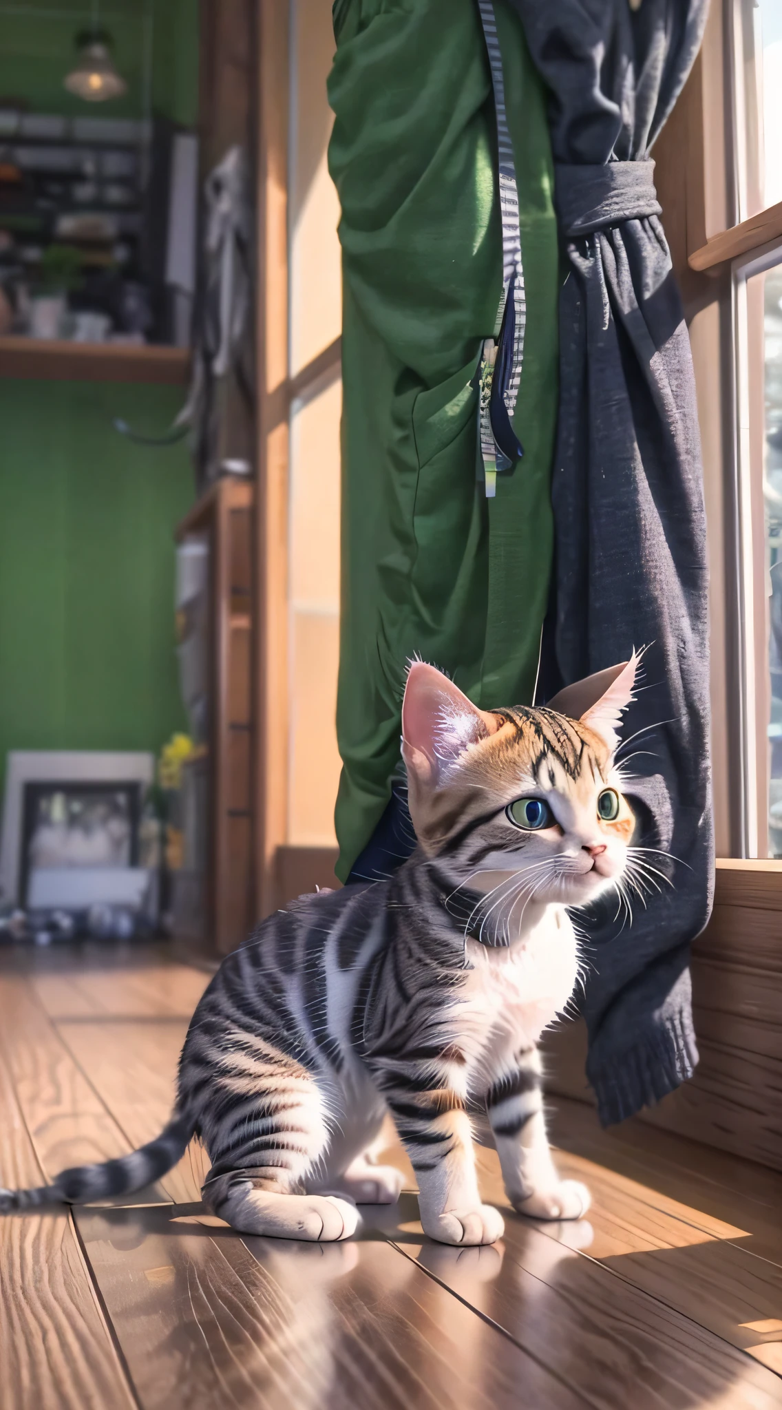 there is a cat sitting on the floor looking at the camera, ultra realistic picture, anime visual of a cute cat, sora as a cat, a hyper realistic, [ 4 k photorealism ], ultra - realistic and detailed, highly realistic photo, hyperrealistic picture, an ultra realistic photo, an ultra realistic, the cutest kitten ever, high quality photorealism
