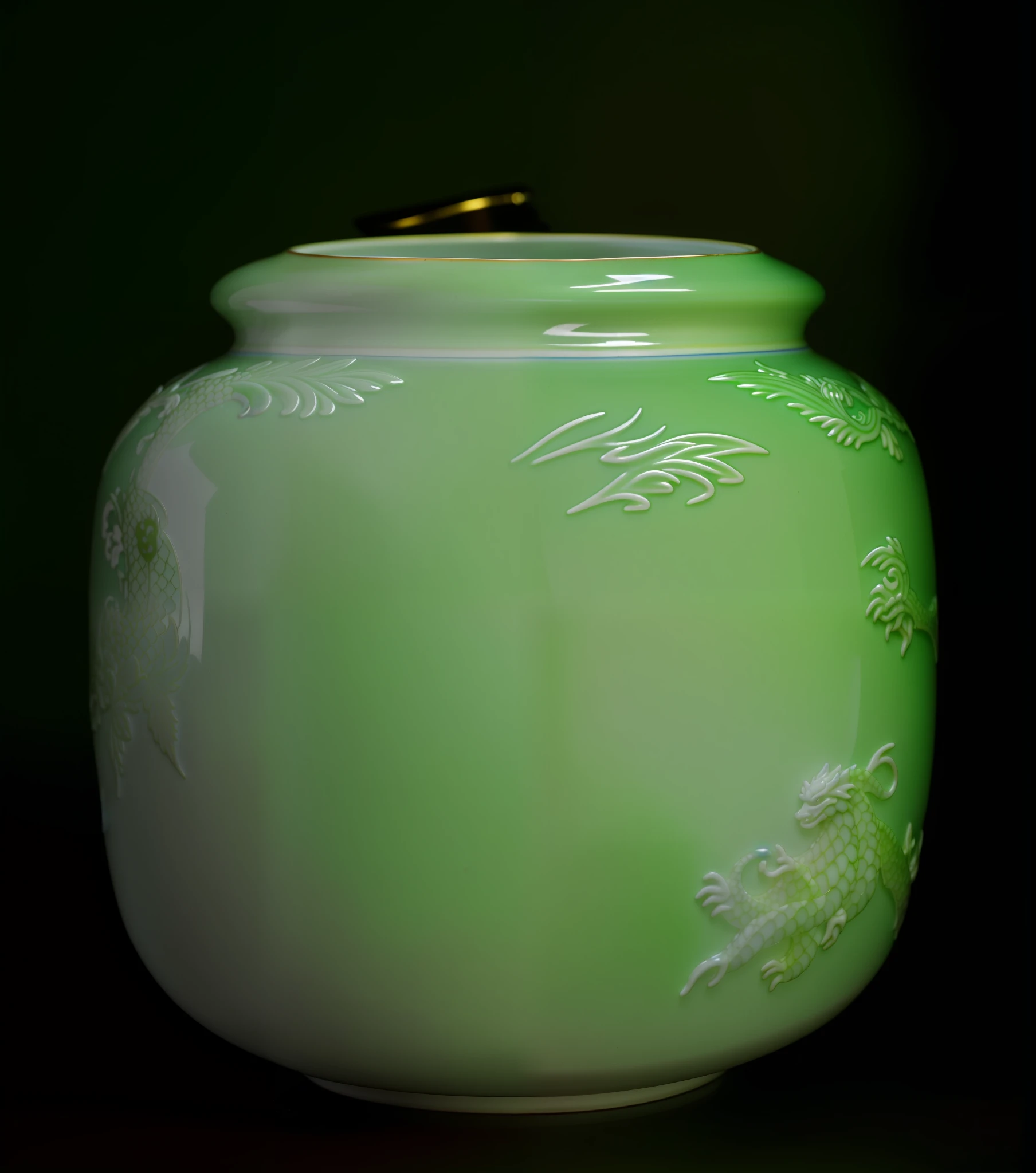 4k photo, white porcelain vase, Chinese dragon porcelain sculpture on vase, (Chinese dragon) (雟龙), side light, telephoto, studio light, (white porcelain), humid fog, intricate details, 4k HD, Chinese style Smooth texture Extreme light and shadow (porcelain) cute, super cute, ((porcelain)) (tri-coloured glazed pottery of the Tang Dynasty)
