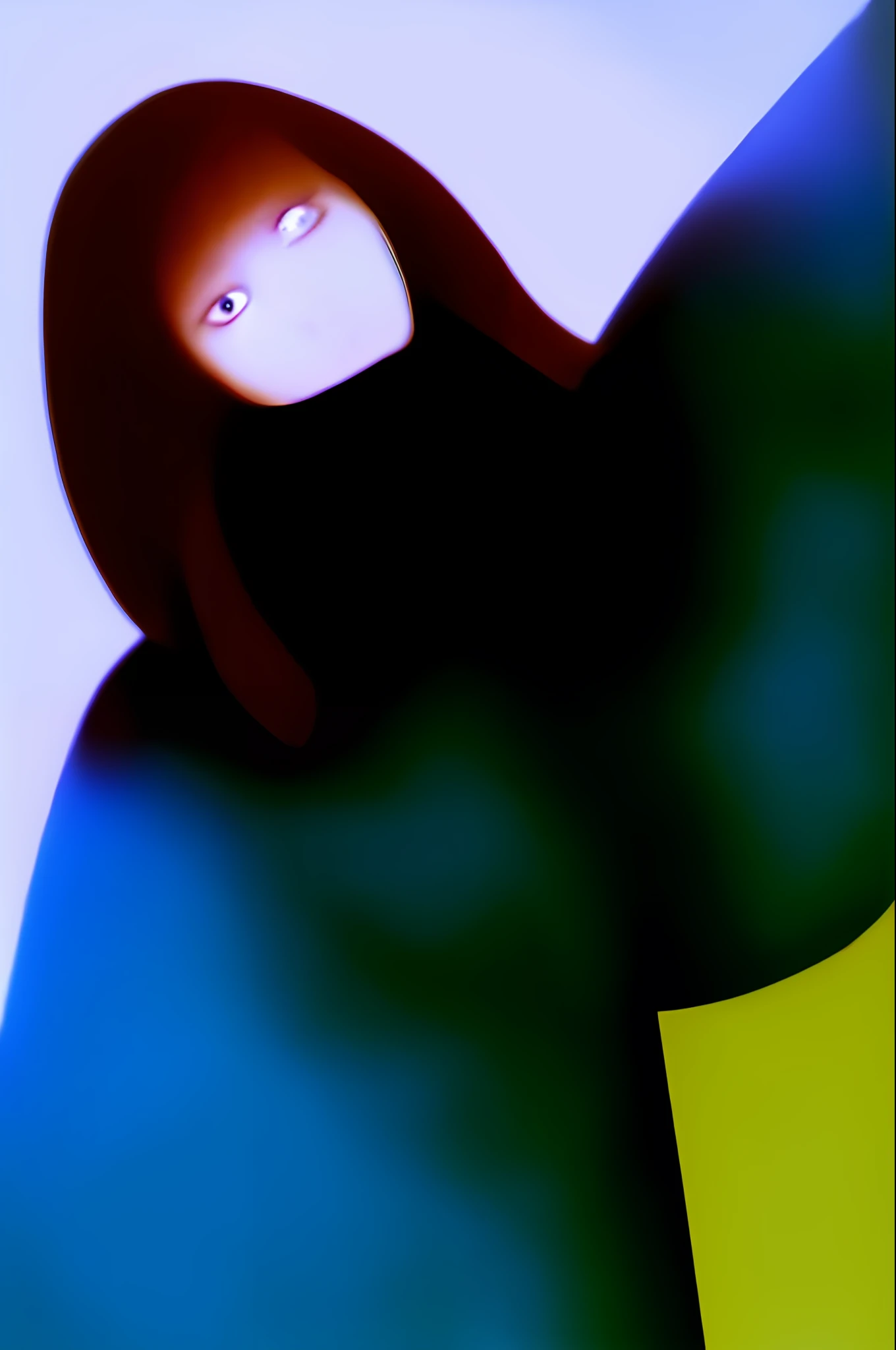 very long hair, golden hair, jacket, Black_jacket, red_eyes, bangs, school_uniform, straight hair, blunt_bangs, dart stand, darts, dart bar, looking down at the viewer, big, full body, crazy eyes, insane, wide open eyes, glowing eyes, shiny lips, blush, satisfying look, sexually aroused, obsessive look, crazy look, hands from frame, adult, mature,, blonde, cleavage
