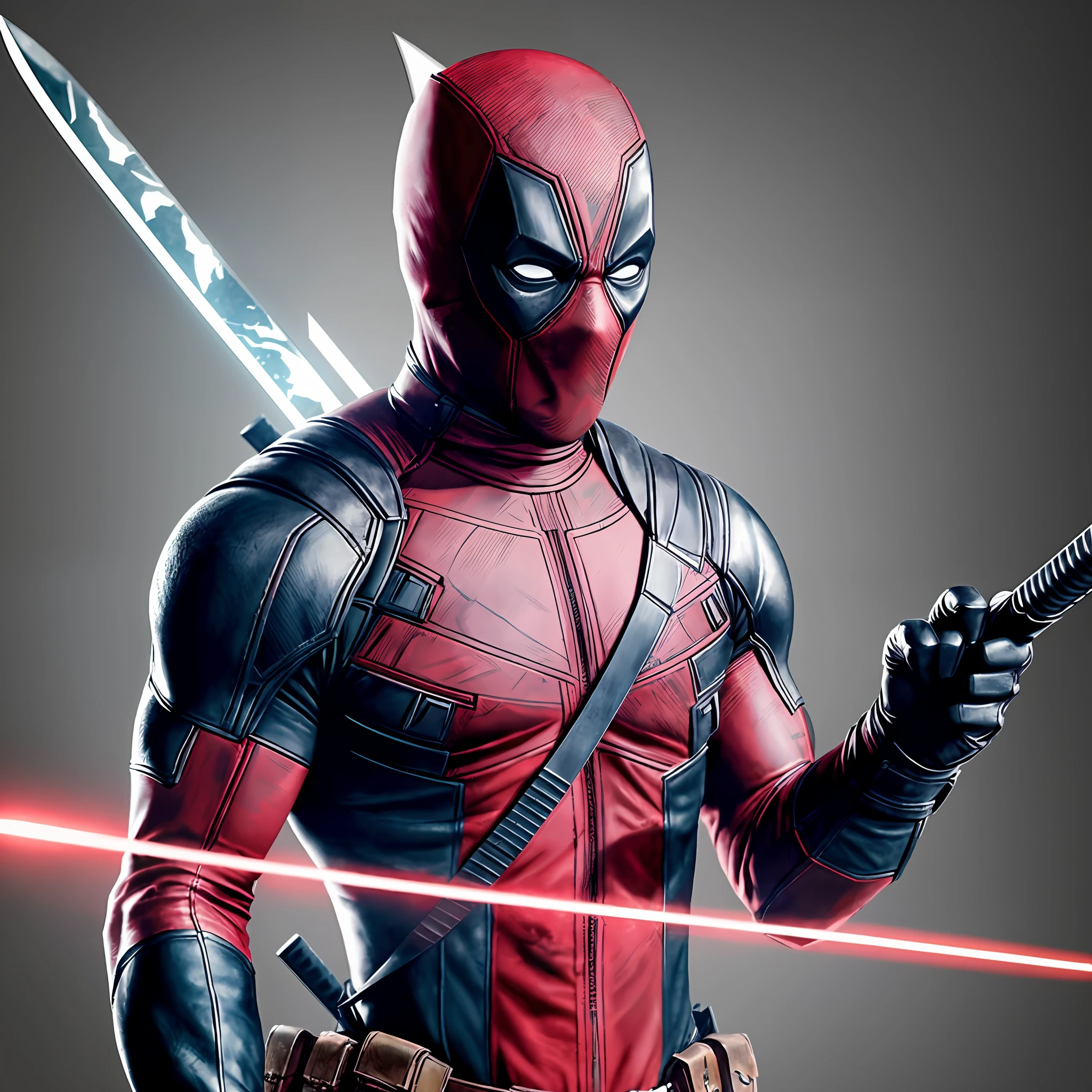 I'd like an image of Deadpool in a dark environment, like a cave or a dark alley. The image should be super detailed, showing all your equipment, such as your swords, your pistols and your accessories. He must be holding his swords in combat position, ready to attack. Your eyes must be glowing red, showing your sarcastic and antagonistic personality.
The environment around Deadpool should be dark and gloomy, with poor lighting, to highlight its presence. The light should be focused on Deadpool's swords and face, to enhance his expression and his equipment. The image should be realistic and detailed, with well-defined textures and shadows.
In addition, the image should be well balanced and aesthetically pleasing, with a balanced visual composition. All elements of the image must be well positioned and organized, to create a captivating and engaging scene. This image should be a true work of art, ready to be used as wallpaper or as a collector's item for fans of the character." --auto --s2
