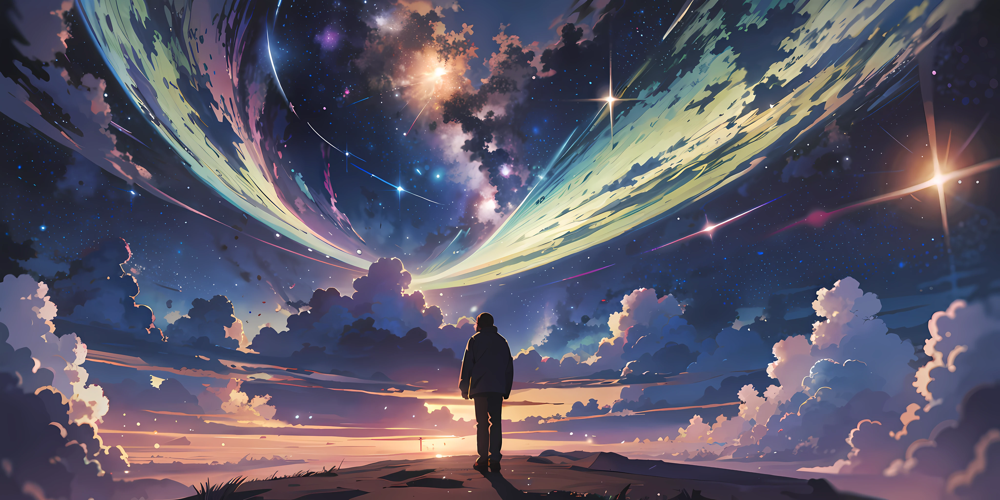 Man at edge of creation of the universe