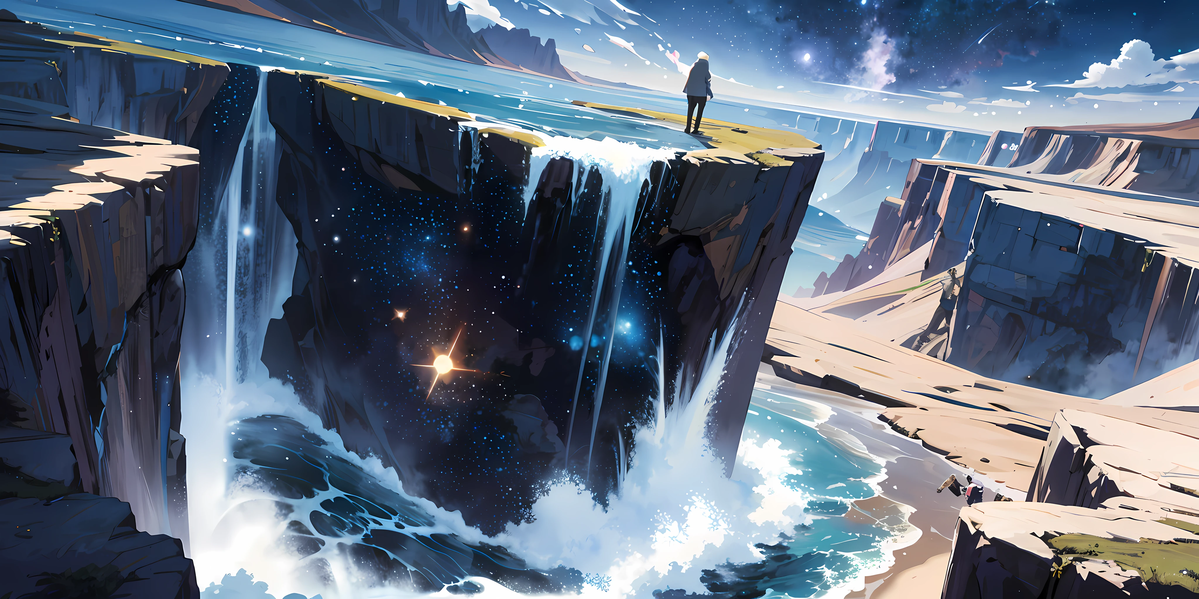 Man at edge of creation of the universe