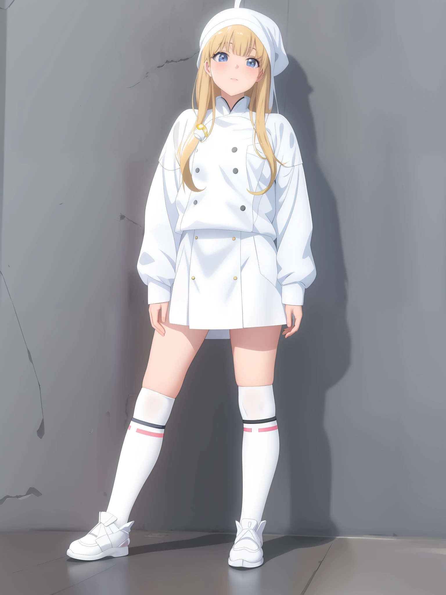 Arafe girl in white costume and white socks, realistic anime style, photorealistic anime girl rendering, realistic young anime girl, cute anime girl rendering, single character full body, anime style, anime VTuber full body model, made by anime painter studio, short full body portrait!