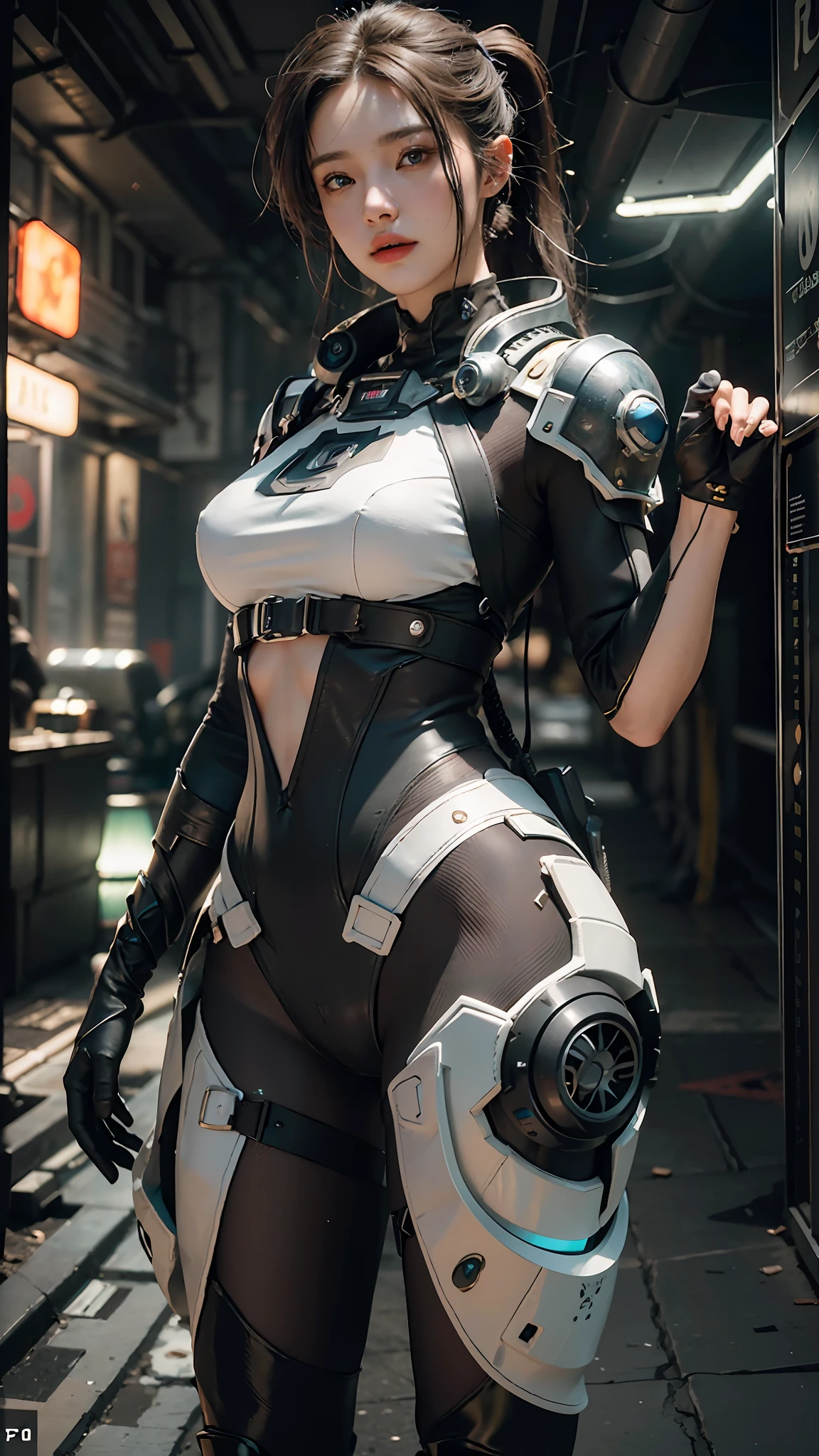 ((Best quality)), ((masterpiece)), (detailed:1.4), 3D, an image of a beautiful cyberpunk female,HDR (High Dynamic Range),Ray Tracing,NVIDIA RTX,Super-Resolution,Unreal 5,Subsurface scattering,PBR Texturing,Post-processing,Anisotropic Filtering,Depth-of-field,Maximum clarity and sharpness,Multi-layered textures,Albedo and Specular maps,Surface shading,Accurate simulation of light-material interaction,Perfect proportions,Octane Render,Two-tone lighting,Wide aperture,Low ISO,White balance,Rule of thirds,8K RAW,CircuitBoardAI,