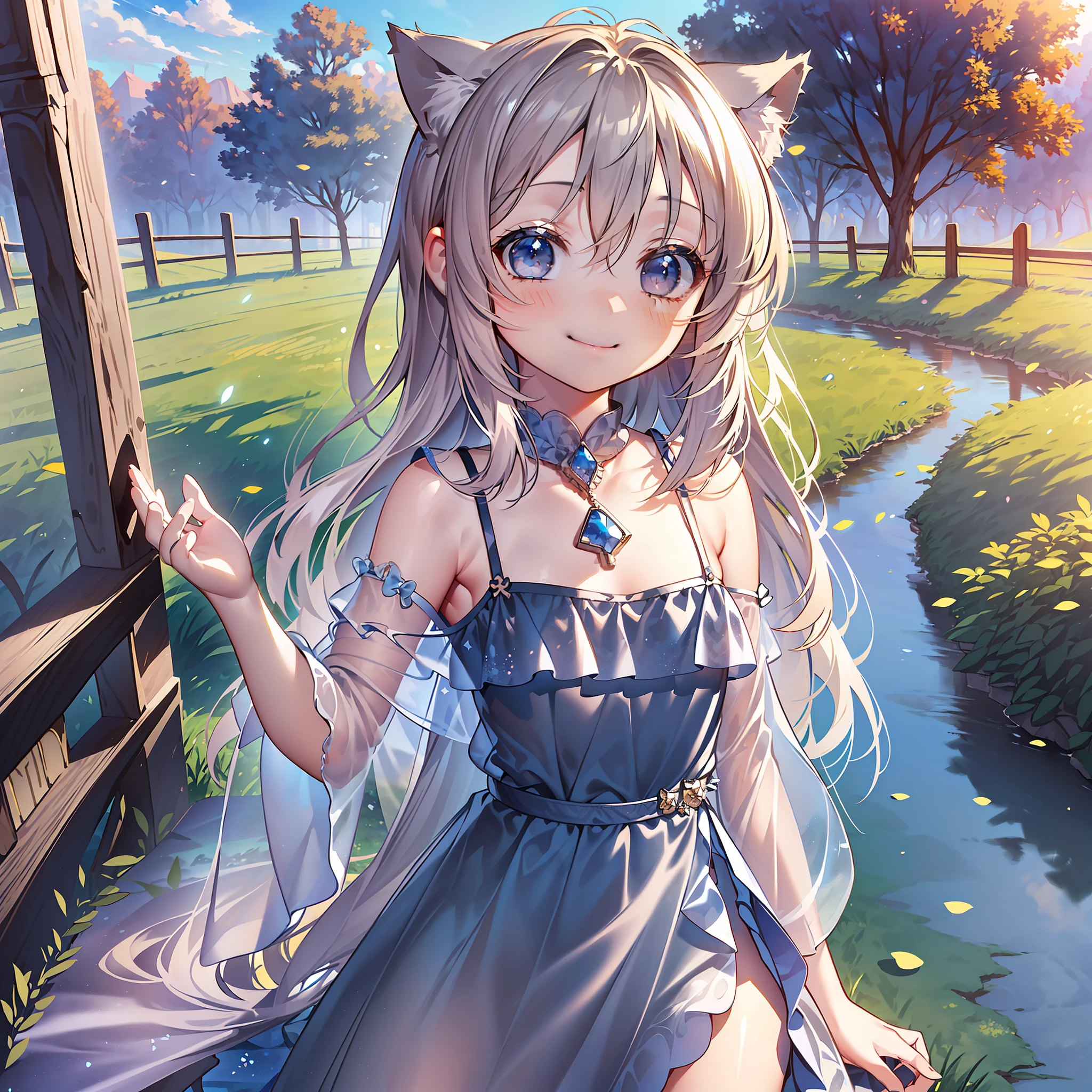 highly detailed,extremely detailed CG unity 8k,scenery,light_particles,nature,

(beautiful small sky, detailed small sky, blue sky:1.4), cowboy shot, (seductive smile:1.2),(see-through dress:1.4),(loli:1.6),(chibi:1.4),
cat ears,