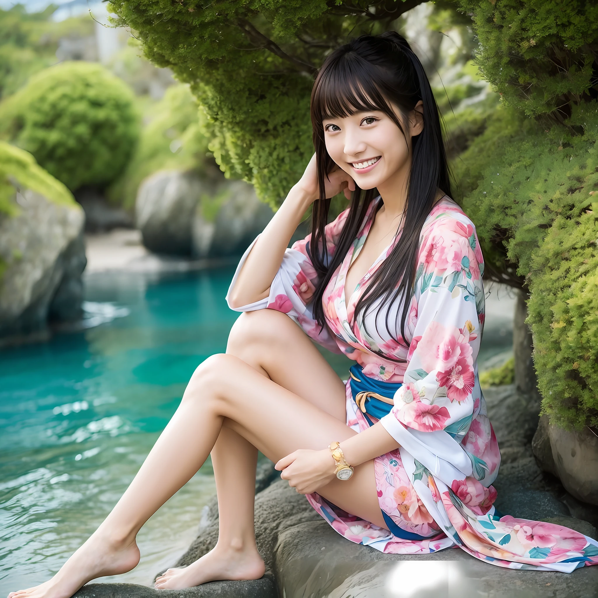 Japan person, beauty, sea, style, beautiful feet, smile, long hair --auto --s2