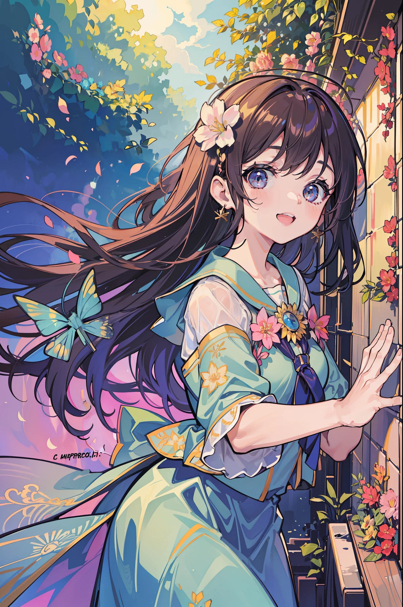 1 girl, ((ultra detailed)), ((masterpiece)), ((beautiful)) ((beautiful nature: 1.5)) , ((beautiful morning sky:1.0)) , ((in beautiful flower garden:1.2)) opening eyes, sun brightens my gaze this calm breeze, becomes my first breath ((beautiful happy girl:1.3)) birds chirp, awake from the rest no need to rush, no need to haste this moment, special and unique happiness, purpose and joy, i seek emotions and feelings, all are human give love and get love, being such person past is past, to learn and let go Good morning A new day, a new start,