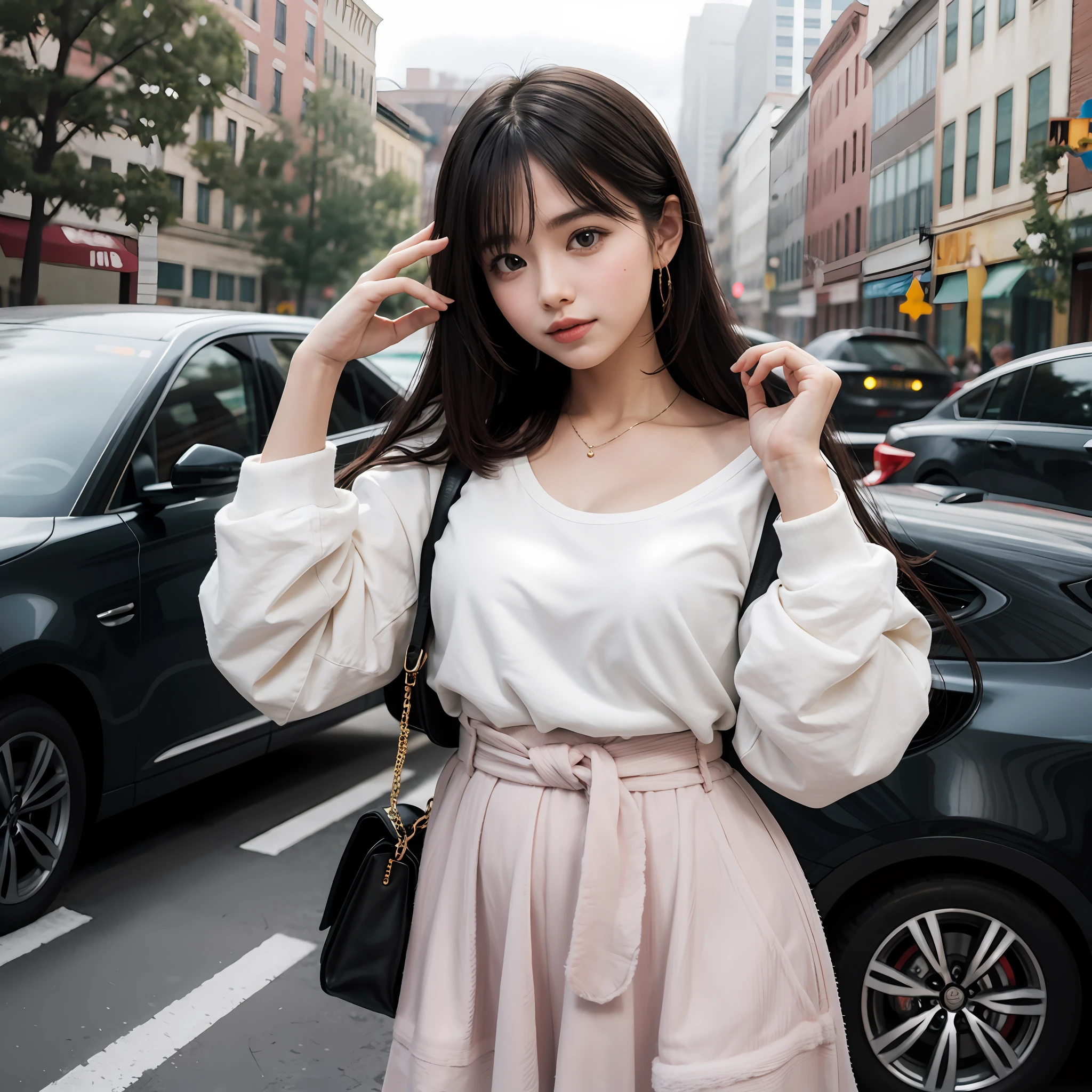 Cute girl,Hands not visible in pose