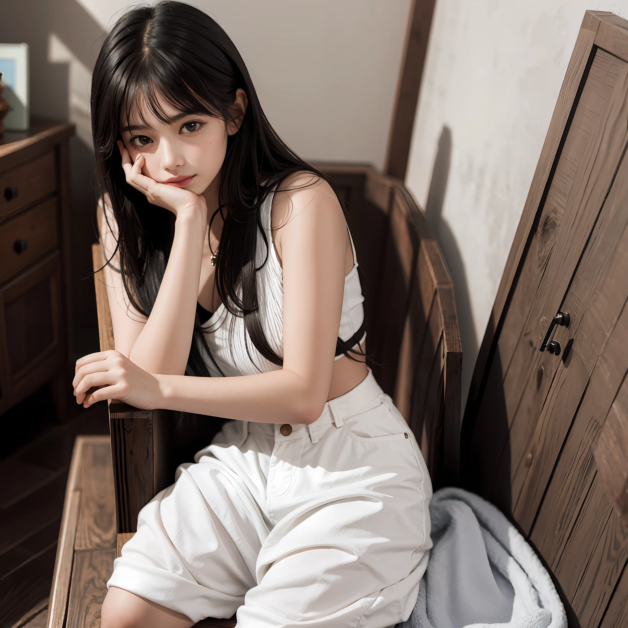 Cute girl,Hands not visible in pose