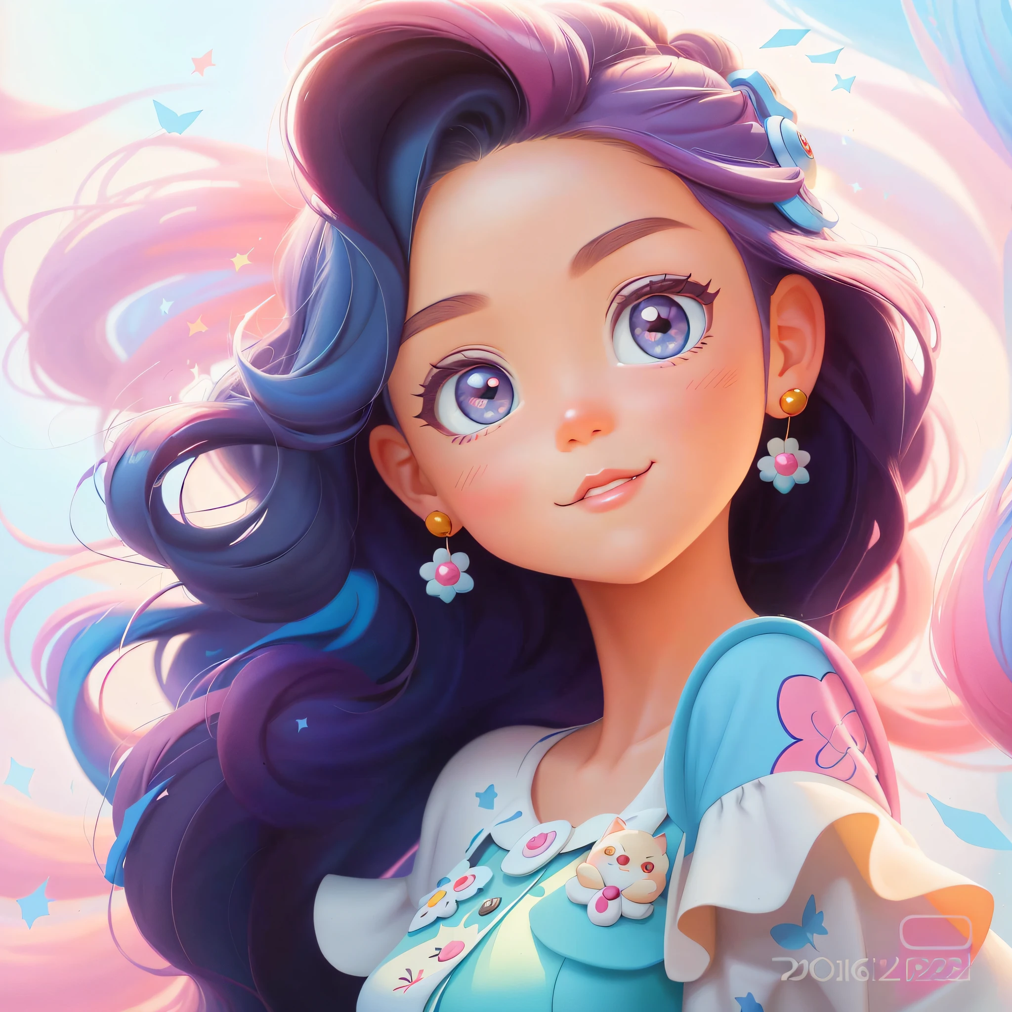 a close up of a cartoon girl with long hair and big eyes, cute digital art, digital cartoon painting art, cute detailed digital art, adorable digital painting, realistic cute girl painting, cartoon digital painting, cute cartoon character, beautiful character painting, cute art style, cartoon digital art, beautiful digital art, cute portrait, cute beautiful, beautiful digital illustration