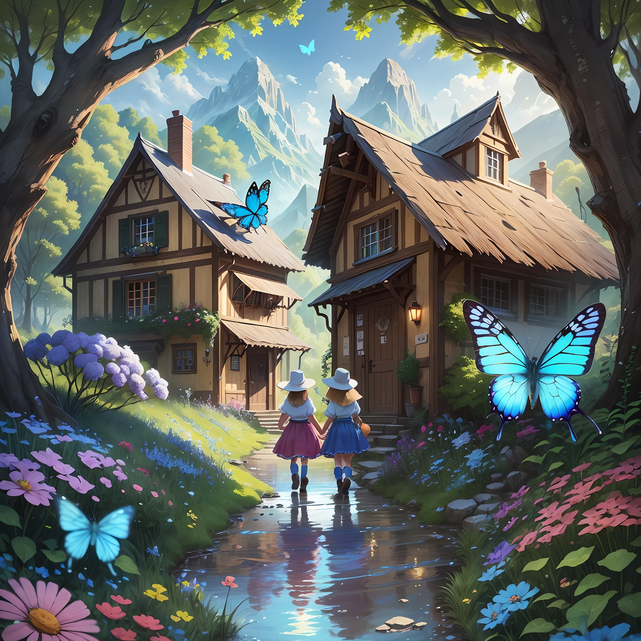 New Chat
2023-06-18 08:08:18
Create a story with images for children

2023-06-18 08:08:18
Once upon a time there was an enchanted kingdom, a small village where many happy children lived. They loved to play and explore the outskirts of the village, always discovering new adventures and amazing places.

One day, while walking through the nearby forest, they encountered a beautiful blue butterfly. She seemed to be lost and the children decided to help her find her way back home.

They followed the butterfly, crossed a stream, and climbed a mountain until they reached a mysterious cave. Inside, they found a hidden door and decided to open it.

To the surprise of the children, the door led to a magical world where everything was made of sweets and treats! There were chocolate trees, mountains of ice cream, rivers of fruit juice, and many other delights.

The children were enchanted by it all and began to explore the magical world. They played and had fun for hours, until they began to worry about how to get home.

It was then that the blue butterfly appeared again and showed them a way back to the village. The children thanked the butterfly for guiding them and promised to always take care of nature and animals.

And so, the children returned home full of stories and incredible memories of the adventure in the magical world of sweets. And the blue butterfly has always been remembered as a very special friend.

2023-06-18 08:09:34
Comtinue

2023-06-18 08:09:34
The children told their adventure to everyone in the village and everyone was delighted with the story. They realized that this magical world of sweets was just a dream, but that the nature around them was also magical and full of life.

From that day on, the children began to take even more care of the forest and the animals that lived there. They planted trees, tended the rivers, and helped animals that needed help.

And the blue butterfly, which was once lost,