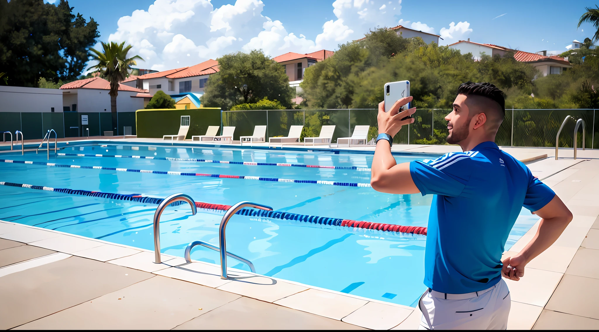 there is a man taking a selfie in front of a swimming pool, carmelo blandino, david rios ferreira, romero ressendi, profile image, ronaldo luis nazario de lima, profile photo, andres rios, salustiano garcia cruz, perez fabian, edu souza, juan diaz canales, heraldo ortega, luiz escanuela, carlos ortega elizalde