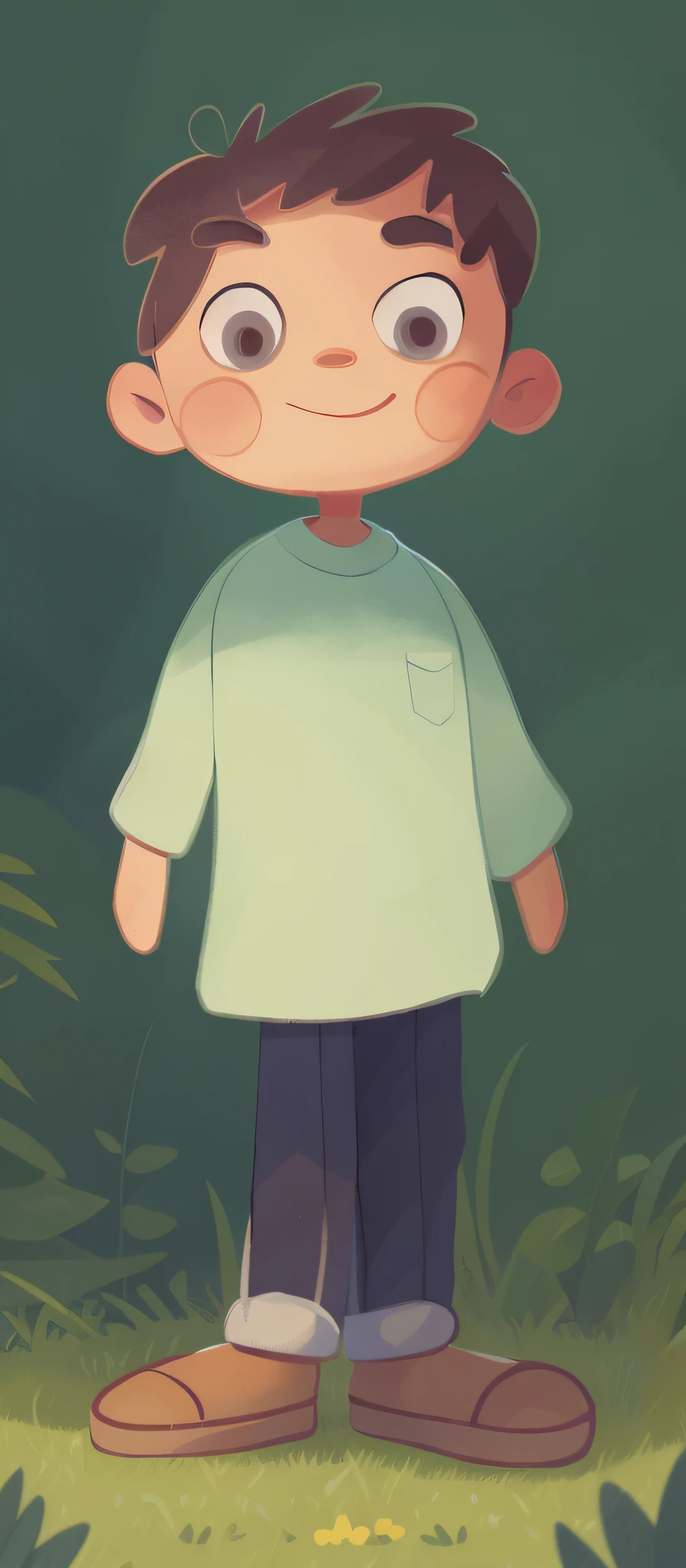 A boy standing on the grass