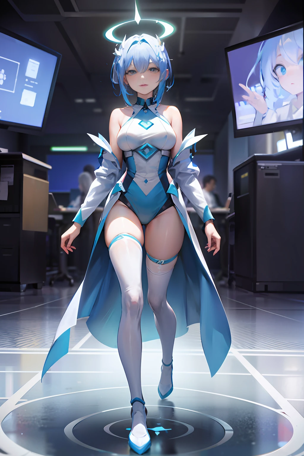 As an immaterial presence, Astris appears as a holographic image in front of the user. Regardless of the device or location, she is always by the user's side, materializing whenever needed, in office, women's suit