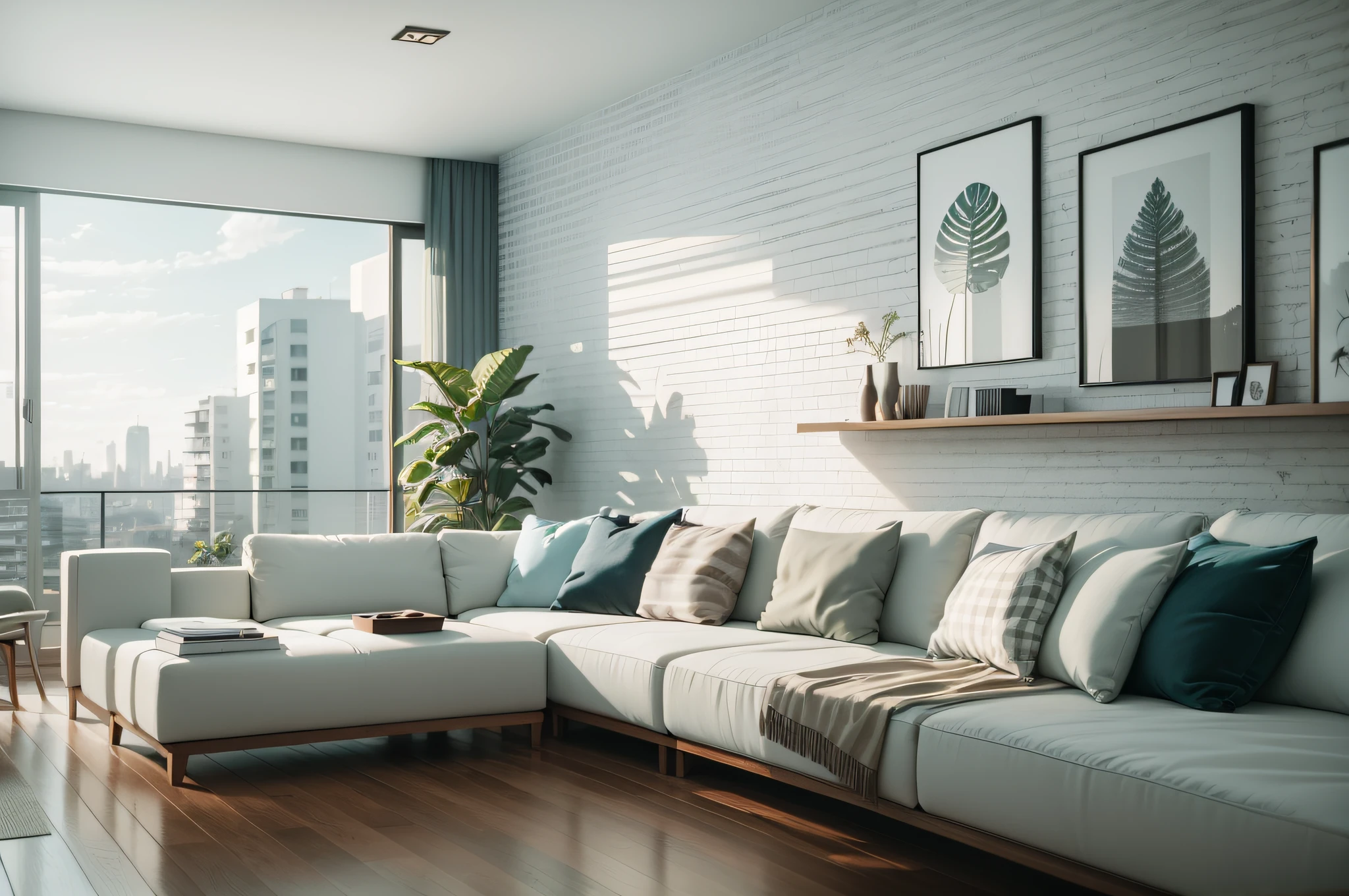 arafed living room with a couch, coffee table, and stairs, cozy living room background, living room background, living room wall background, placed in a large living room, interior of a living room, hyper realistic detailed render, natural light in room, interior background, interior white wall, interior design background, placed in a living room, picture of a loft in morning --auto --s2