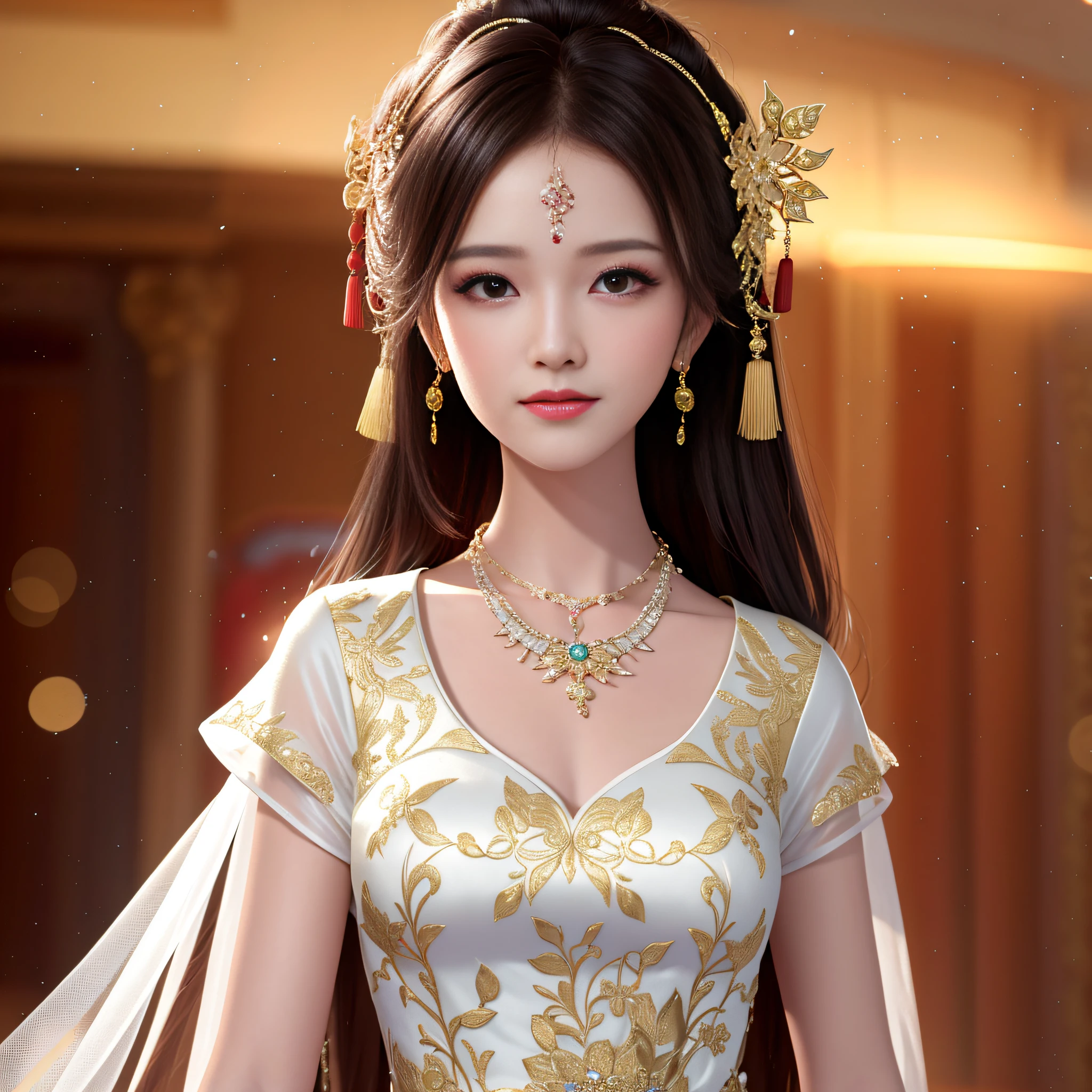 best quality, masterpiece, highres, 1girl,china wedding dress,hair ornament,necklace, jewelry,Beautiful face,upon_body, tyndall effect,photorealistic, dark studio, rim lighting, two tone lighting,(high detailed skin:1.2), 8k uhd, dslr, soft lighting, high quality, volumetric lighting, candid, Photograph, high resolution, 4k, 8k, Bokeh