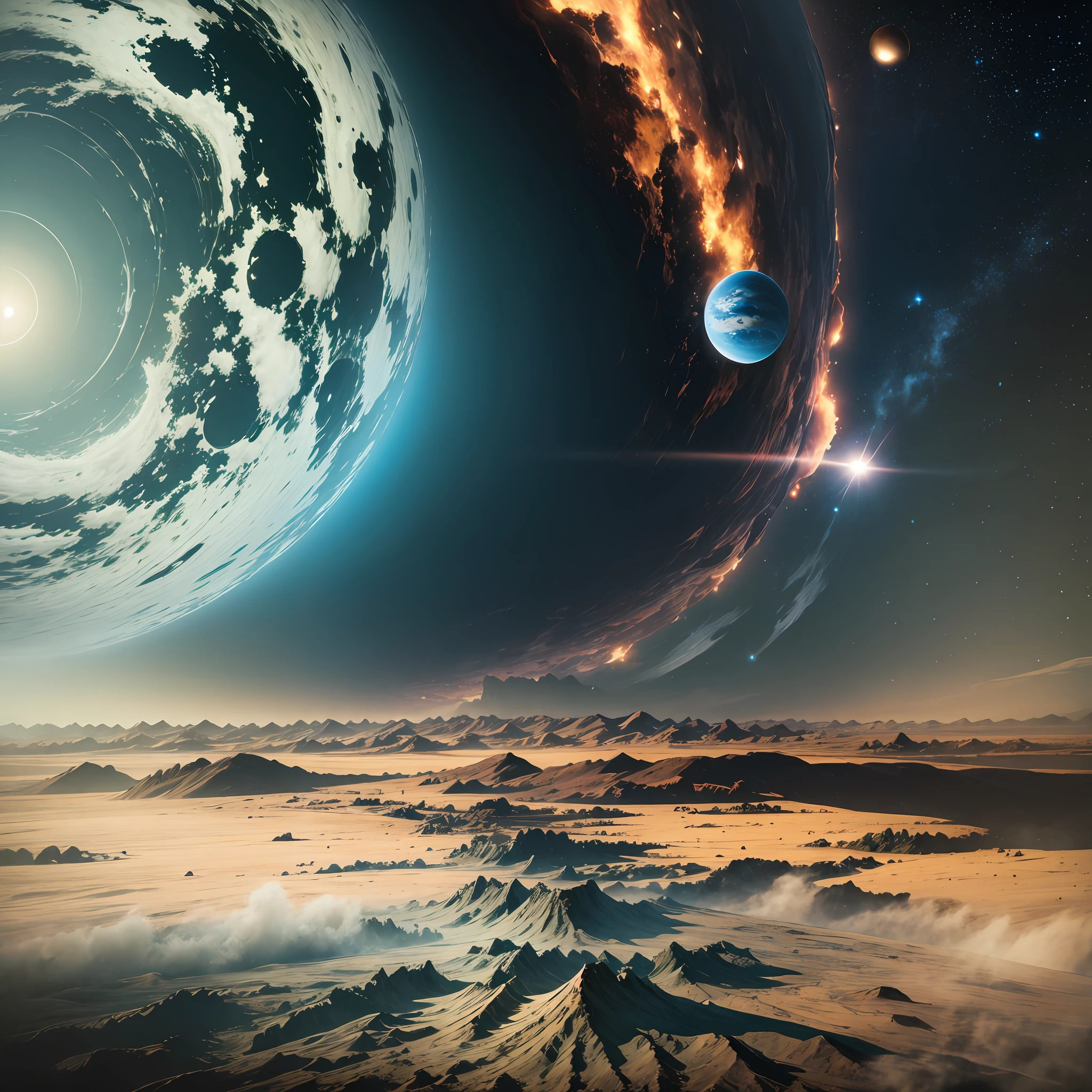 Landscape, doomsday, giant planet visible from the ground, --auto --s2