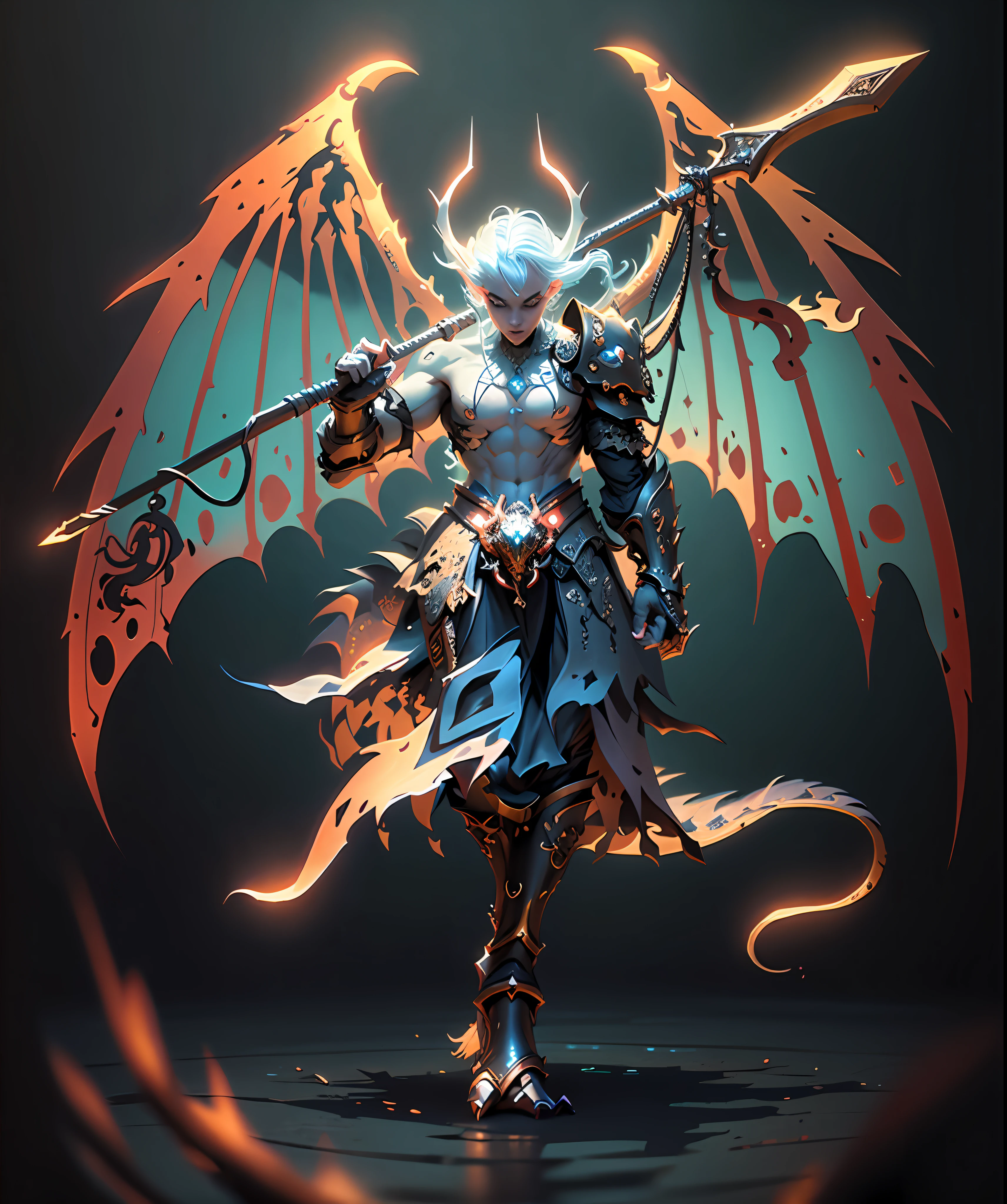 Full body pose, surreal photo of cute demon, dim volumetric lighting, 8 k, octane beautifully rendered, very detailed, intricate, epic composition, cinematic lighting, masterpiece, art station trend, very, very detailed, stunning, HDR, smooth, sharp focus, high resolution, award-winning, winning photo, SLR, 5 0 mm