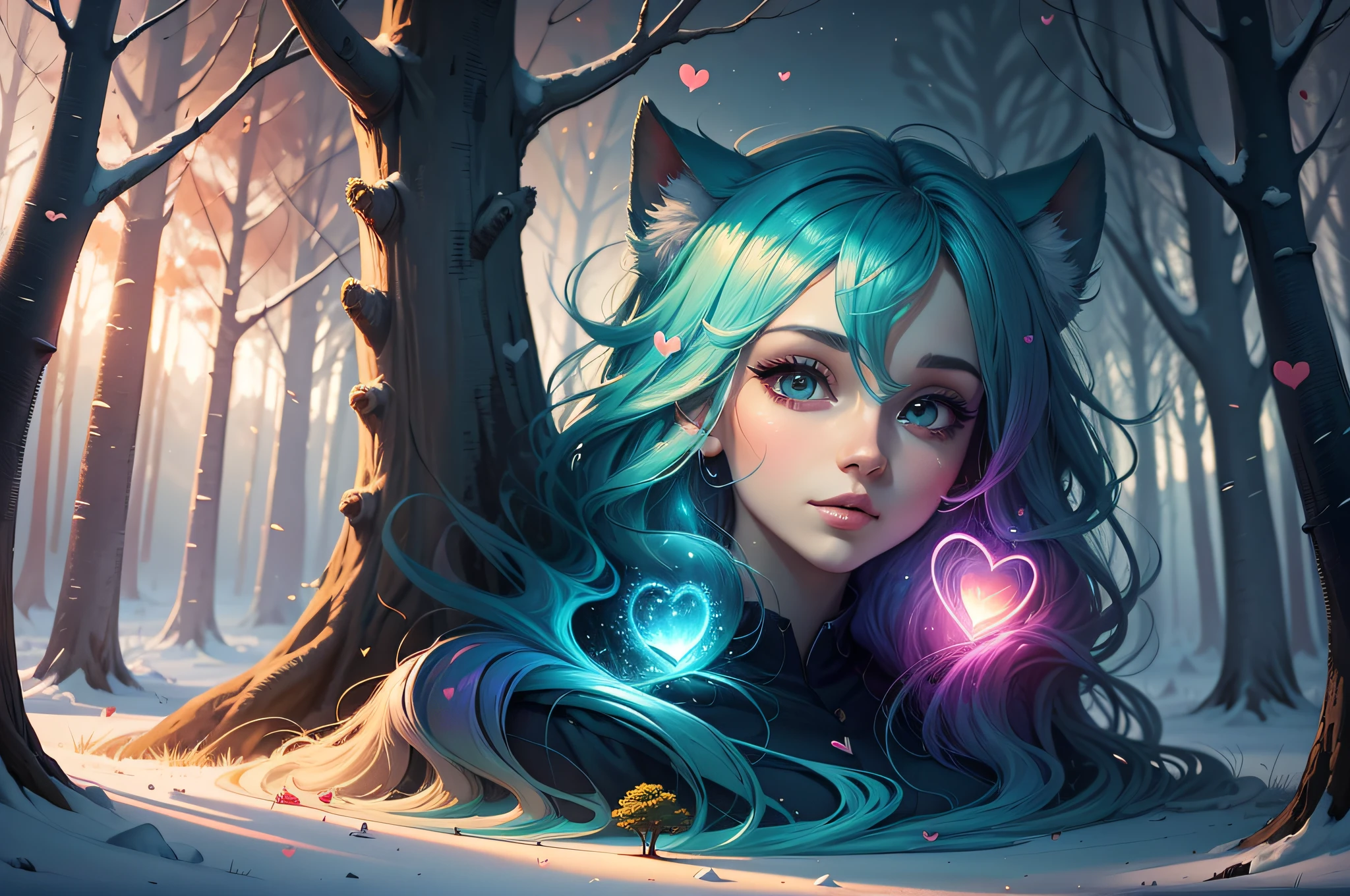 a heart shaped tree in the middle of a forest with a sunset in the background, concept art of love, inspired by Cyril Rolando, in style of cyril rolando, beautiful art uhd 4 k, jen bartel, 8k stunning artwork, beautiful art, ori, detailed fantasy digital art, beautiful digital art, beautiful detailed fantasy, very beautiful digital art --auto --s2