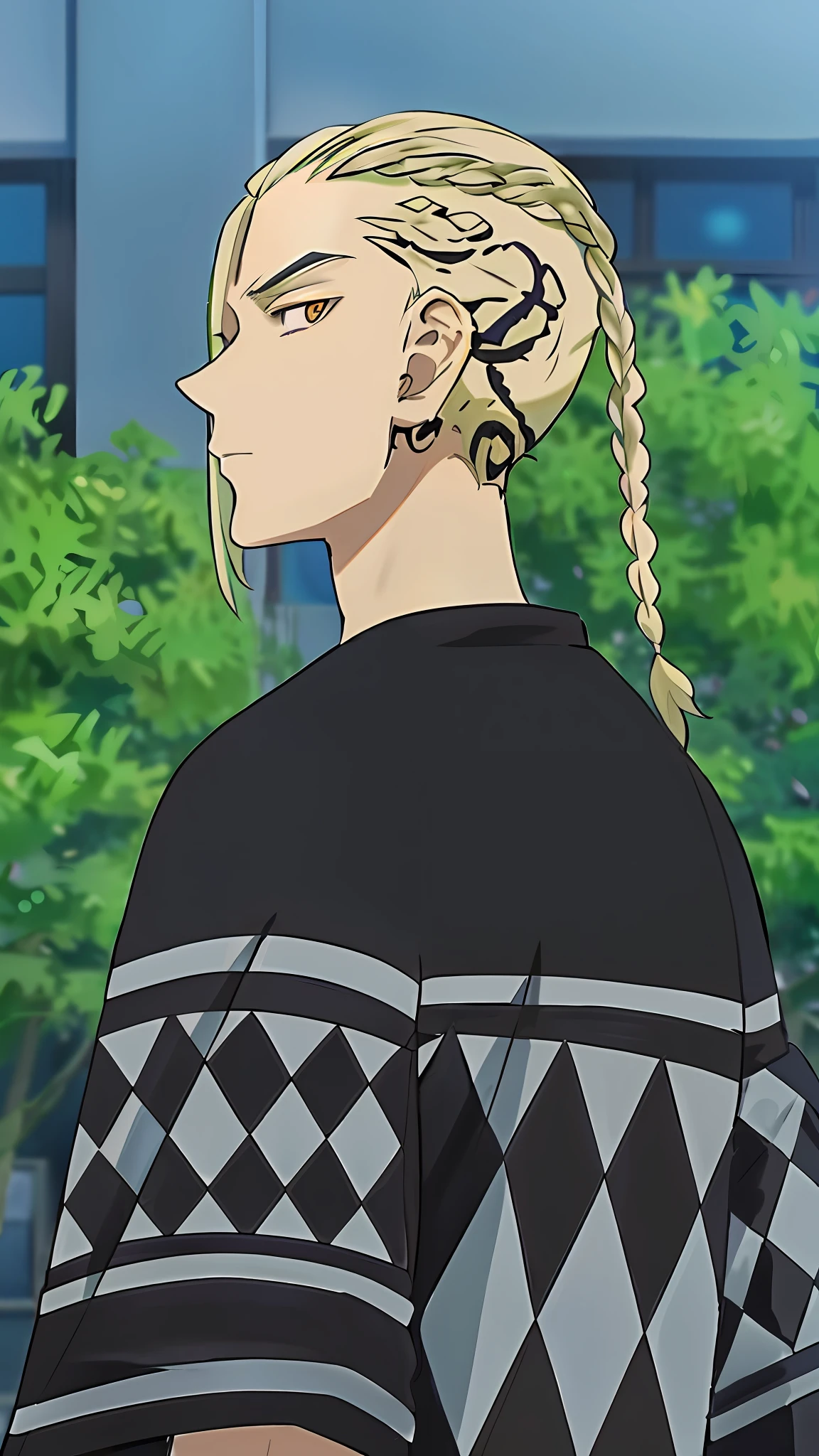 anime image of a man with a braid and a black shirt, cute face in demon slayer art, as an anime character, trigger anime artstyle, young anime man, male anime character, 1 7 - year - old anime gothic girl, shuushuu anime image, madhouse anime style, anime character, anime tribal boy with long hair let this drawing a masterpiece