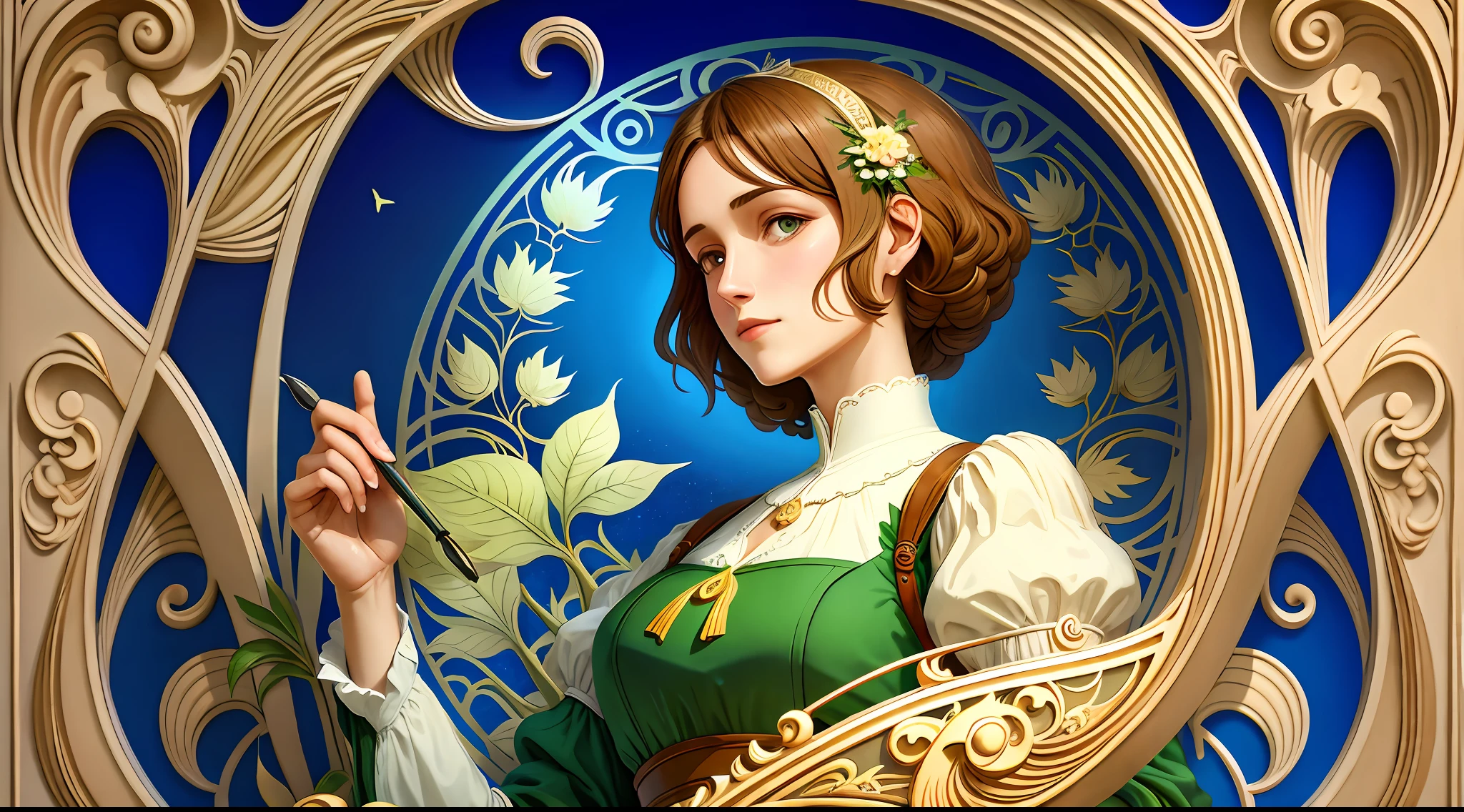 letter A in Art Nouveau style