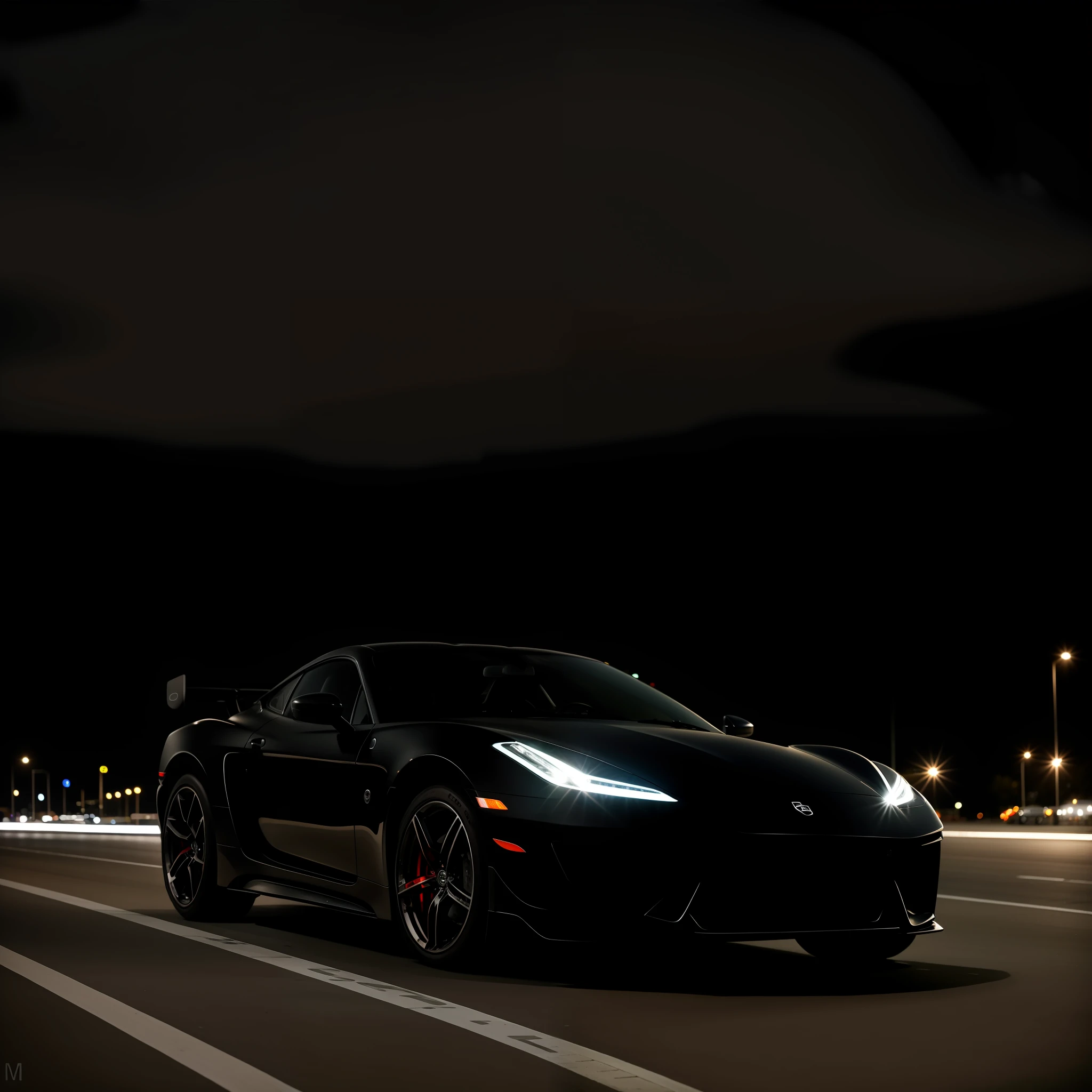 RAW photo, absurdres, high quality, photorealistic, a sports car, photo realism, street, outdoors, night, ultra-detailed, 50mm, f1. 4, 8k uhd, film grain