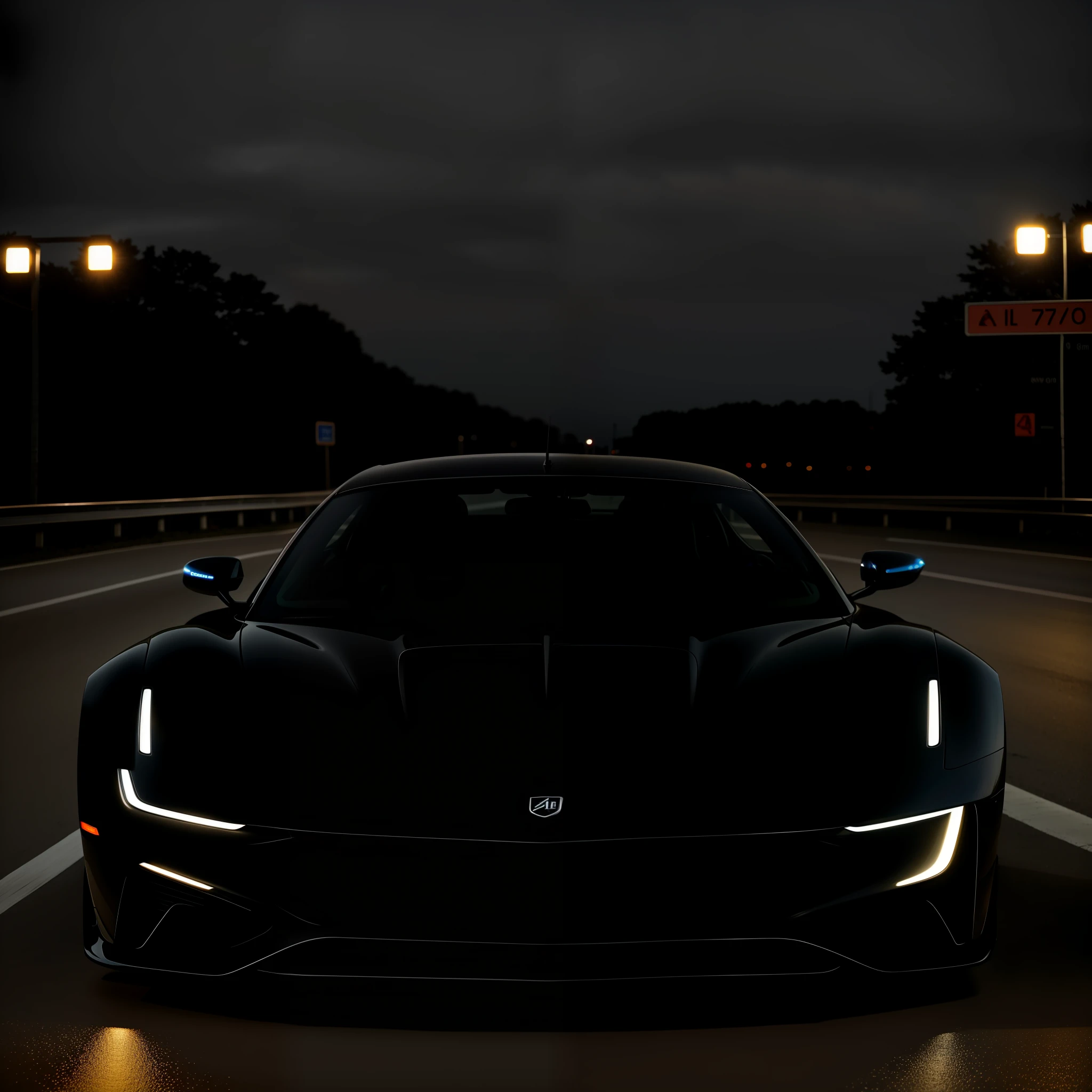 RAW photo, absurdres, high quality, photorealistic, a sports car, photo realism, street, outdoors, night, ultra-detailed, 50mm, f1. 4, 8k uhd, film grain