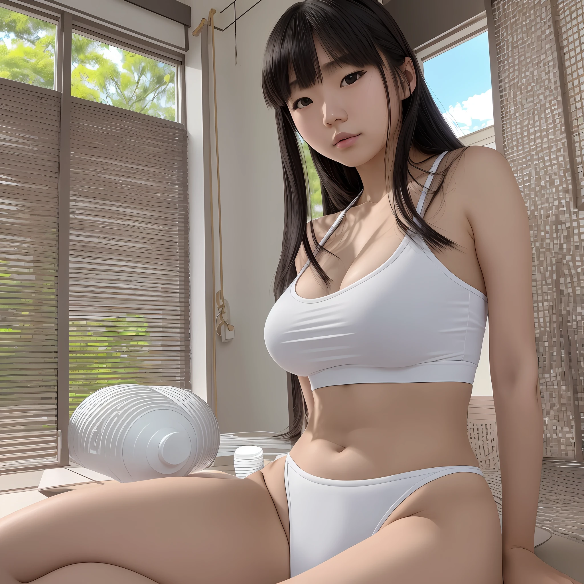 NSFW, 8K Raw Photography, Best Quality, Masterpiece, Ultra HD, Film Grain, filmg, 1girl, Look Viewer, Natural Skin Texture, Realistic Eye and Face Details, Full Lips, Lipstick, Kazue Kato, 20 years old, Female, Akiko Toshitakase, Kiyoko Suzuki, Rinko Kawaichi, Yuka Kazami, Shiori Teshirogi, Yasumoto Oka, Ayami Kojima, Takeyuki Kanda, Chiho Ajima, Aoi Ogata ,Height 158cm,Weight 53kg,Bust 83cm(D cup), Waist 61cm, Hips 86cm, Long hair, white gym clothes, dark blue bloomers, playground (background) --auto --s2