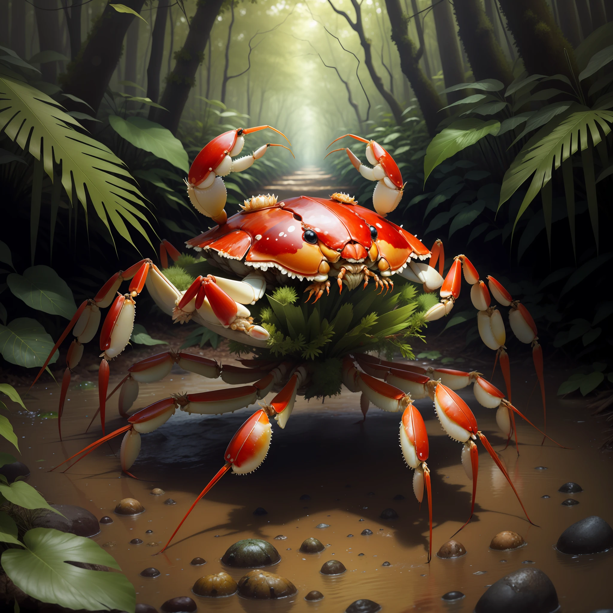 masterpiece, h0rrorCrab, a shrimp-crab in a forest