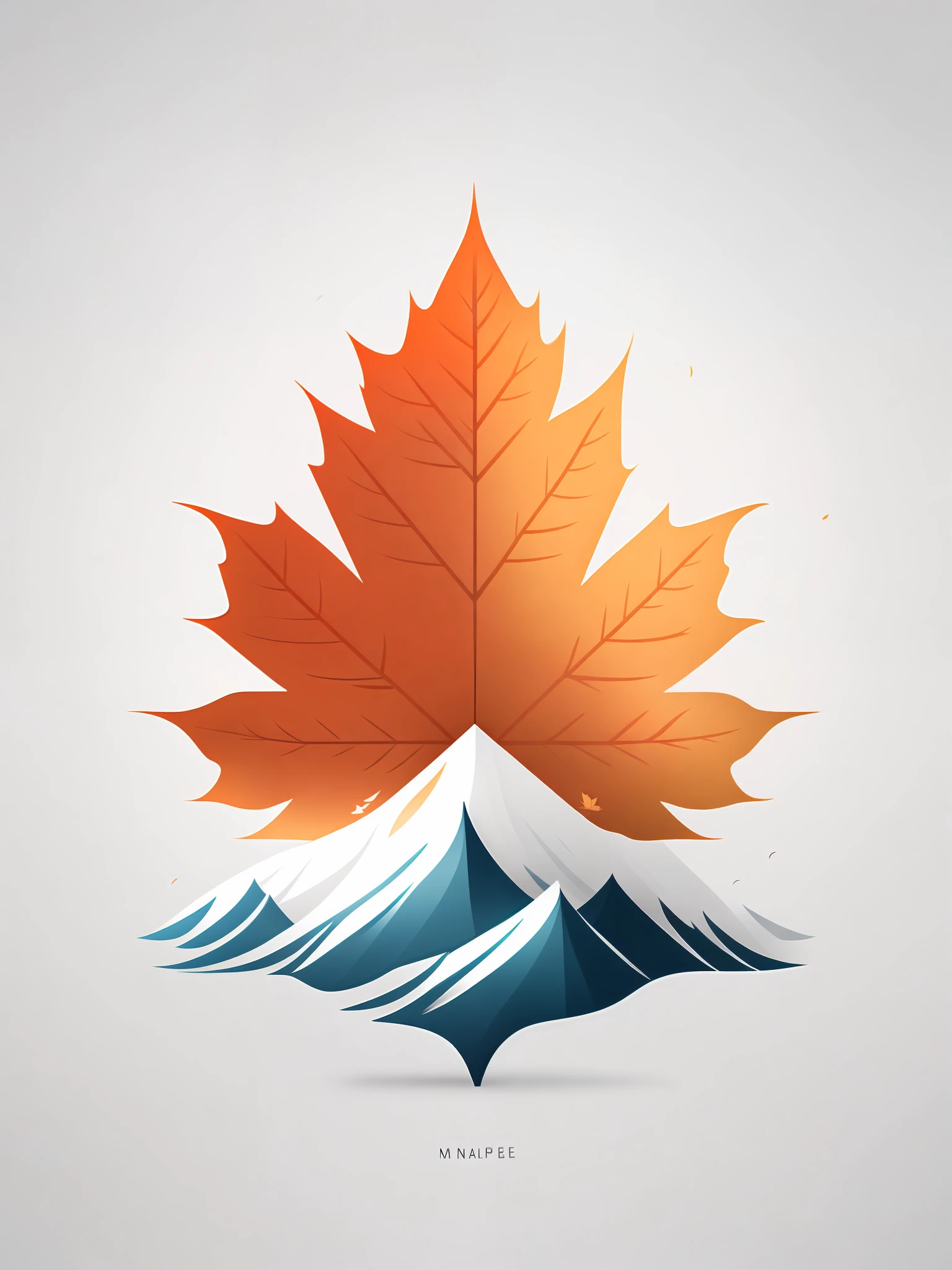 snow mountain maple leaf big river logo design, vector art, logo, logo design, simple design, simple, perfect, minimalist, ((creative)), irregular,