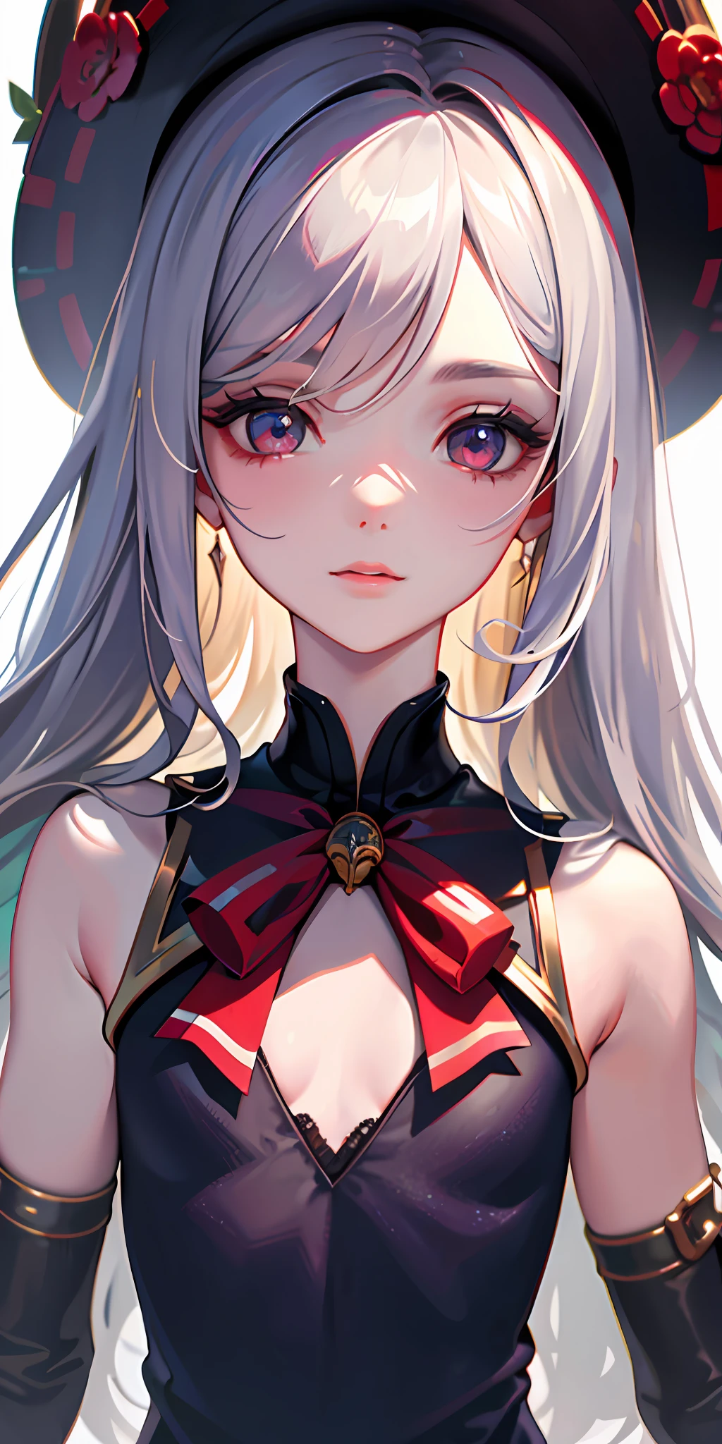 (masterpiece, sidelighting, finely detailed beautiful eyes: 1.2), (masterpiece*portrait), portrait, (bust), realistic, 3d face, lusious skin, ((solo)), (perfect face), (face close-up), scarlet eyes, hanging eye corners, (head and neck length 2 to 1), ((High detail skin, visible pores)), (perfect body), beautiful steampunk girl, small breasts, sailor suit