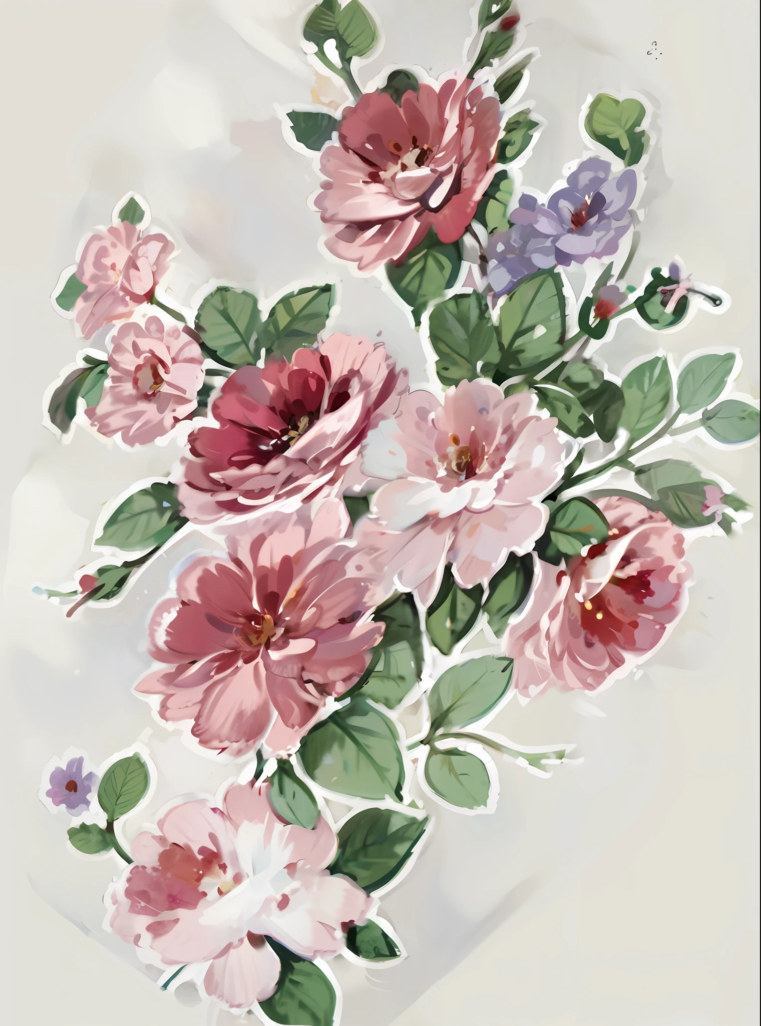 With pink and purple flowers, bouquet, floral, swirling flowers, translucent rose ornate, rose, floral renewal, ornate, floral pattern, decorative roses, anron, close up, inspired by François Boquet, rosen maiden, vintage look , pastel roses, close up, ornate floral, floral pattern, vector