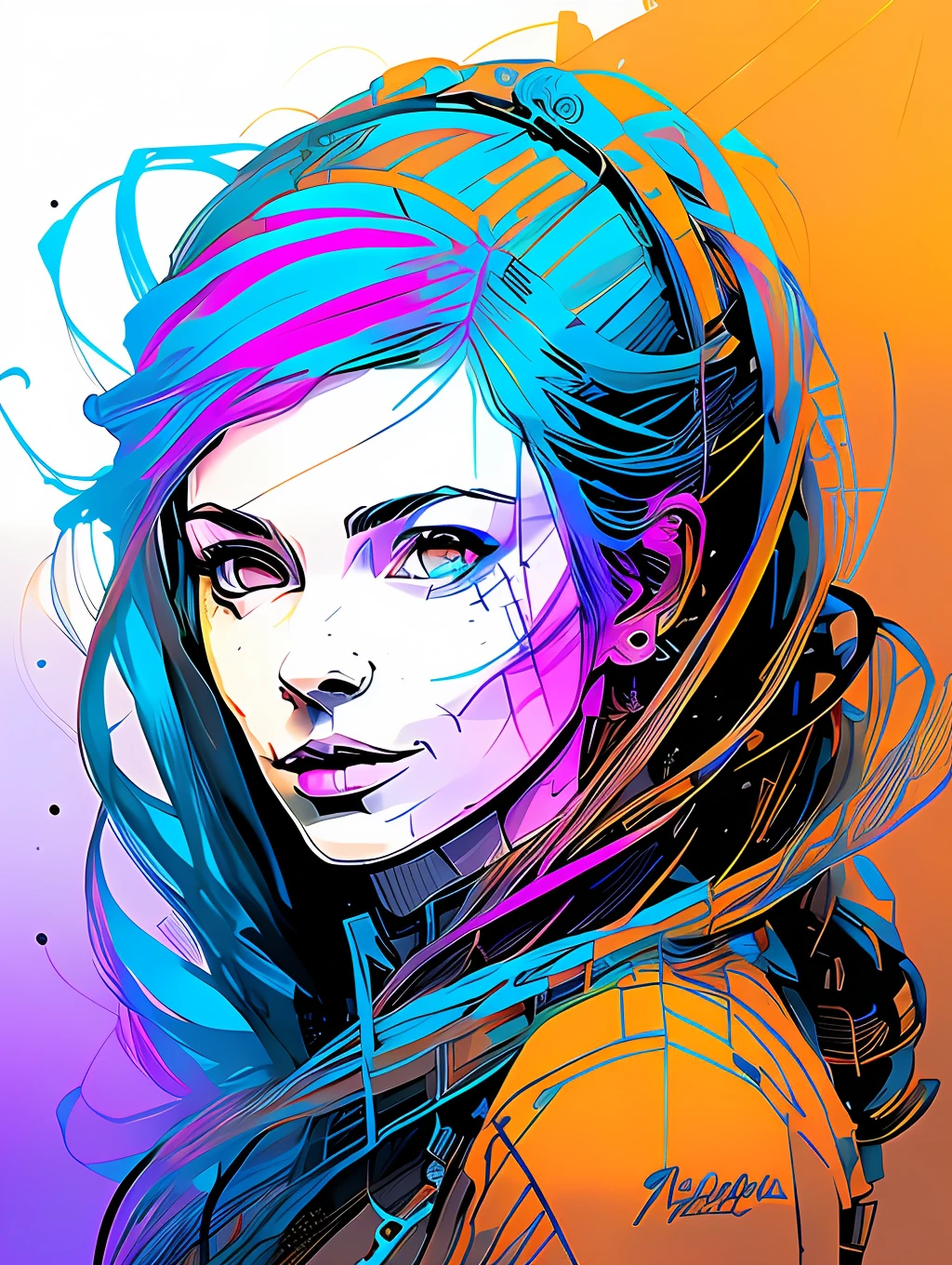 nvinkpunk, floral steampunk (((Latina young-aged woman))), insanely beautiful woman, masterpiece, best quality, ((detailed face)), long messy hair, pastel colors, bright eyes, ((award winning)), (High Detail), Sharp, 8k, trending on artstation, intricate