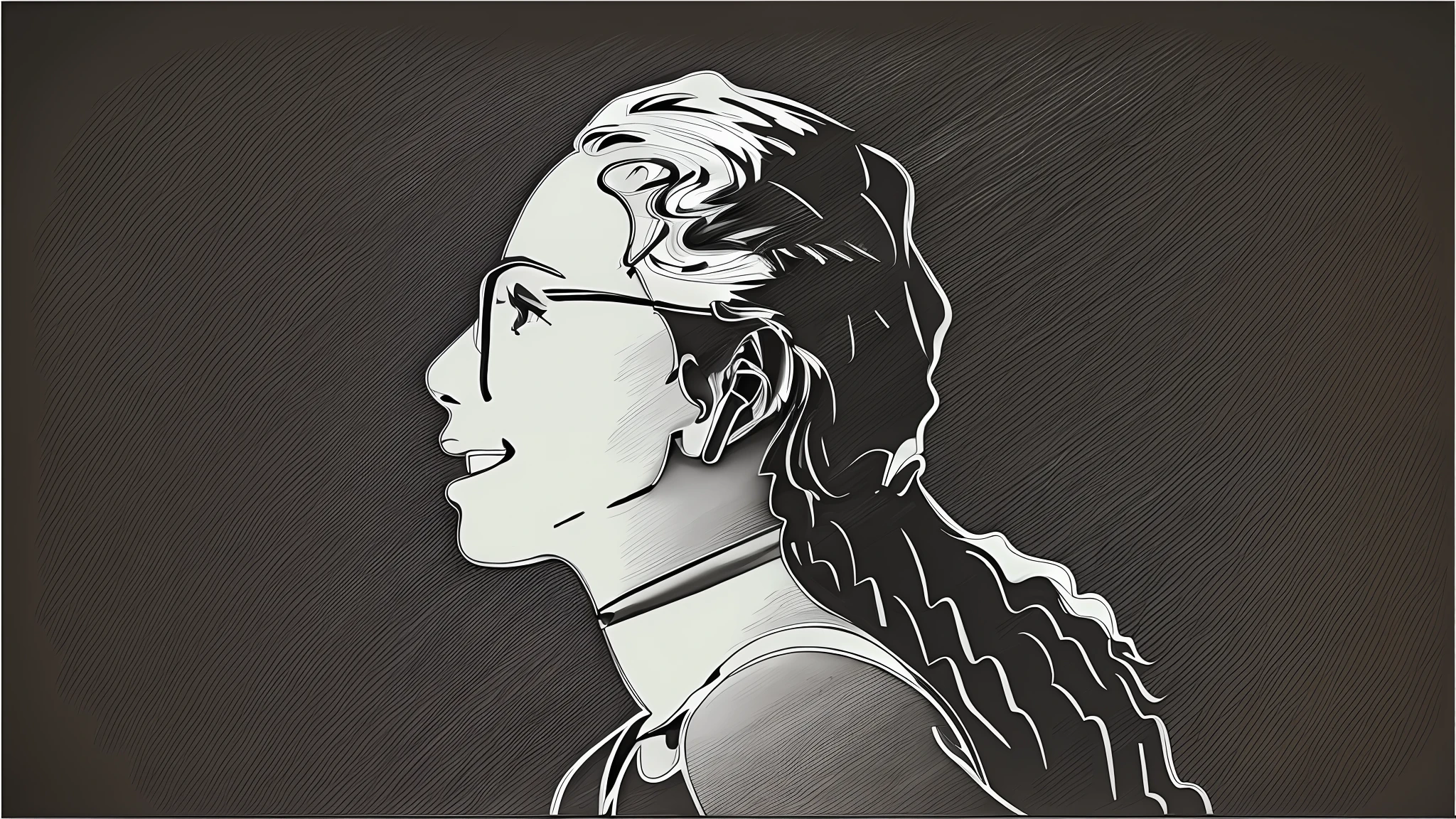 According to the line drawing, light and dark, black, white and gray
