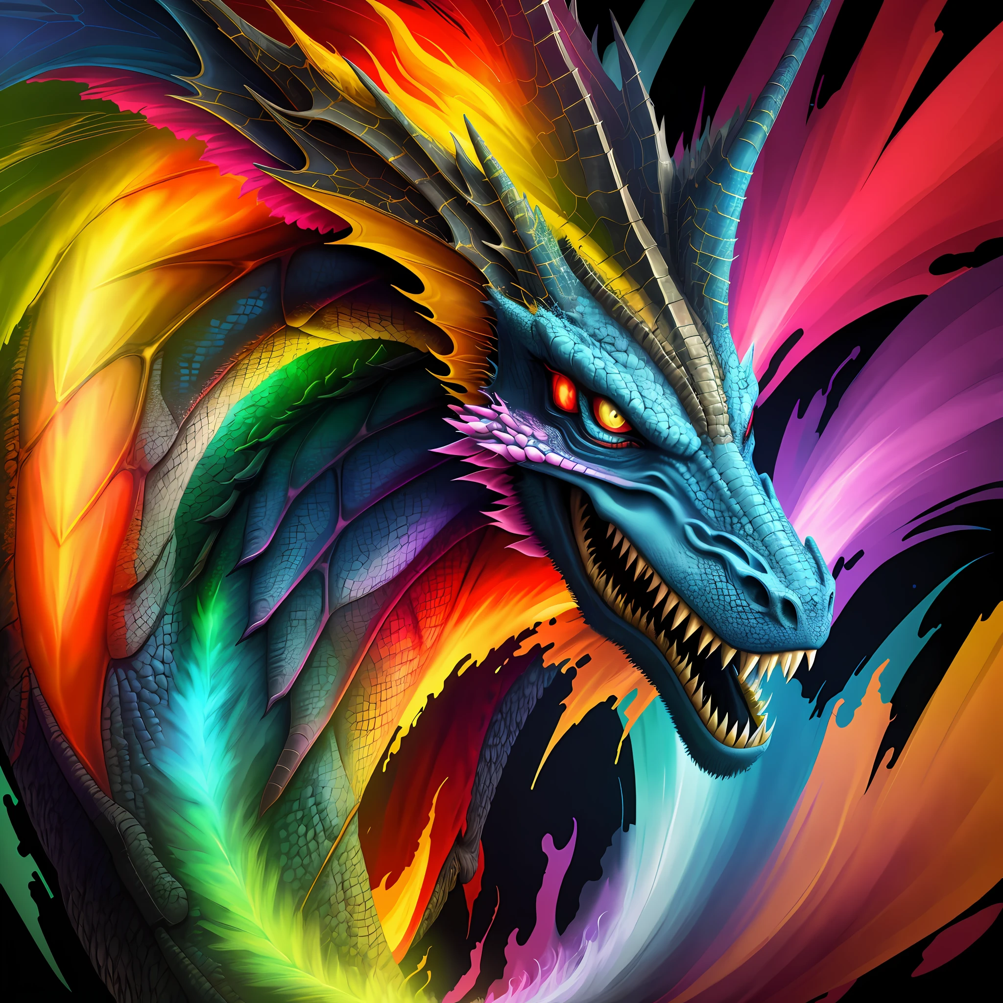 A majestic dragon in the style of Patrice murciano Color Field painting, 8k, super detail, anatomically correct, UHD, 8k, best quality