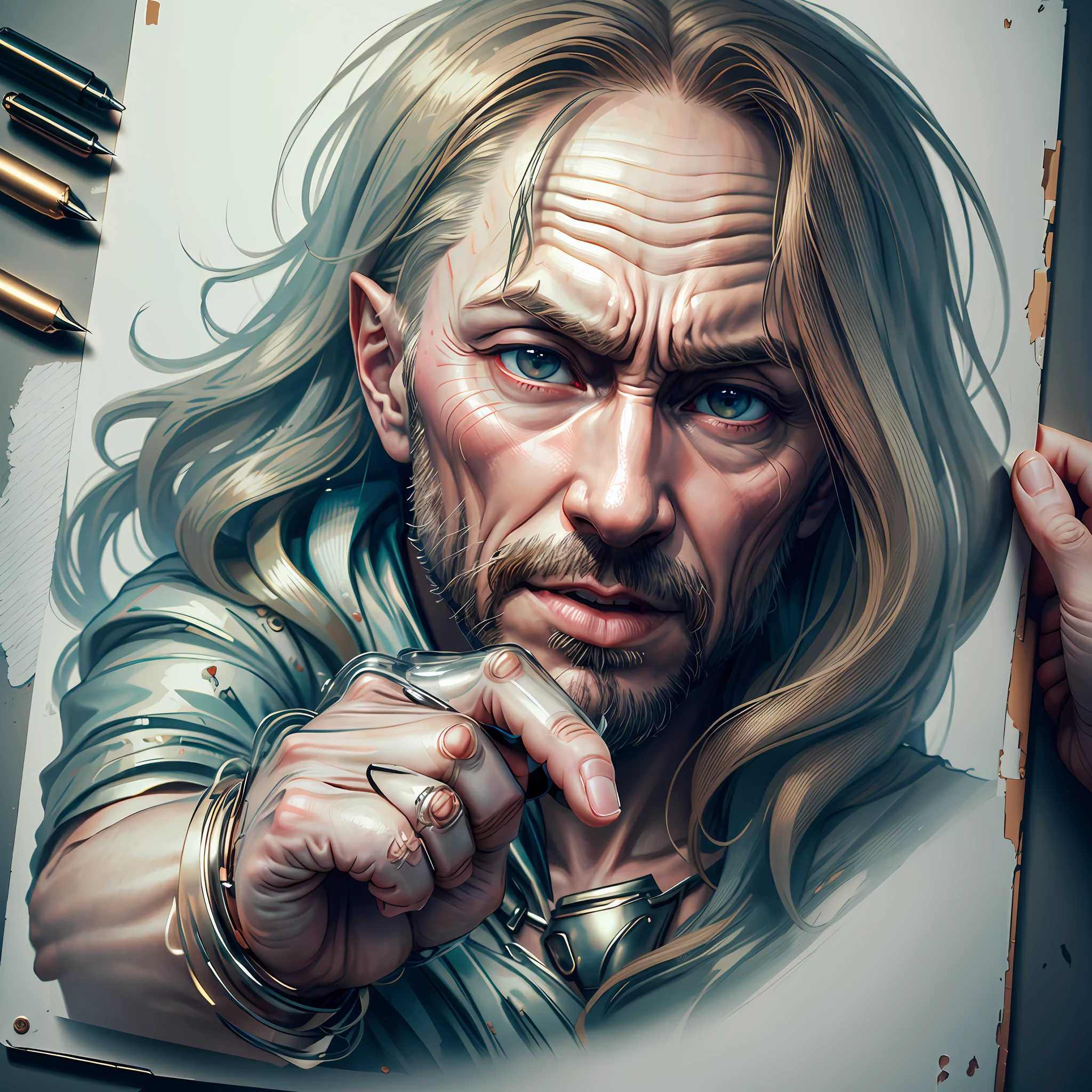 Putin, a drawing of a hand pointing at the viewer, you, angry and pointing, pointing index finger, Romanticism, realism, dynamic angles, ultra detailed, 8k,