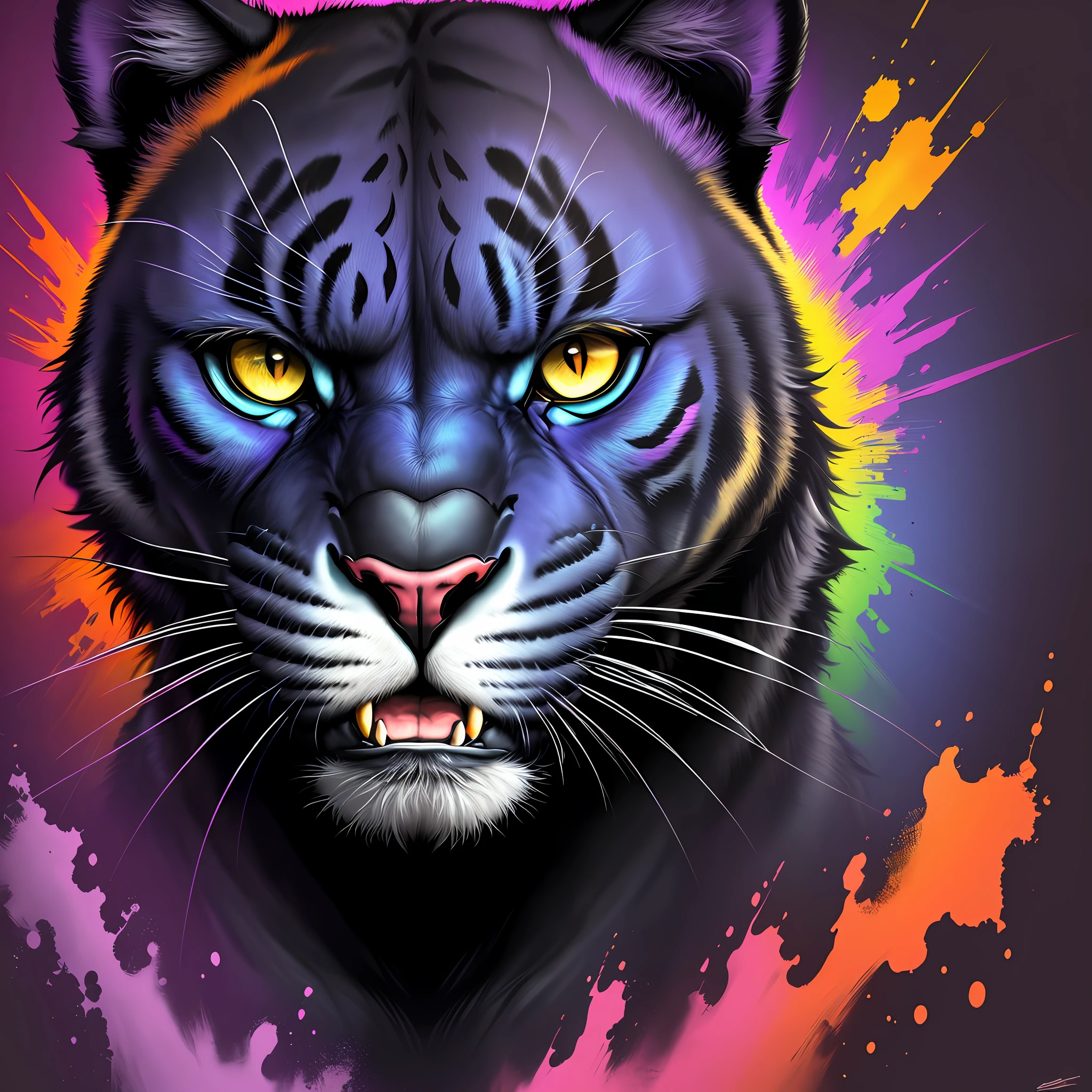 A majestic panther in the style of Patrice murciano Color Field painting, 8k, super detail, anatomically correct, UHD, 8k, best quality
