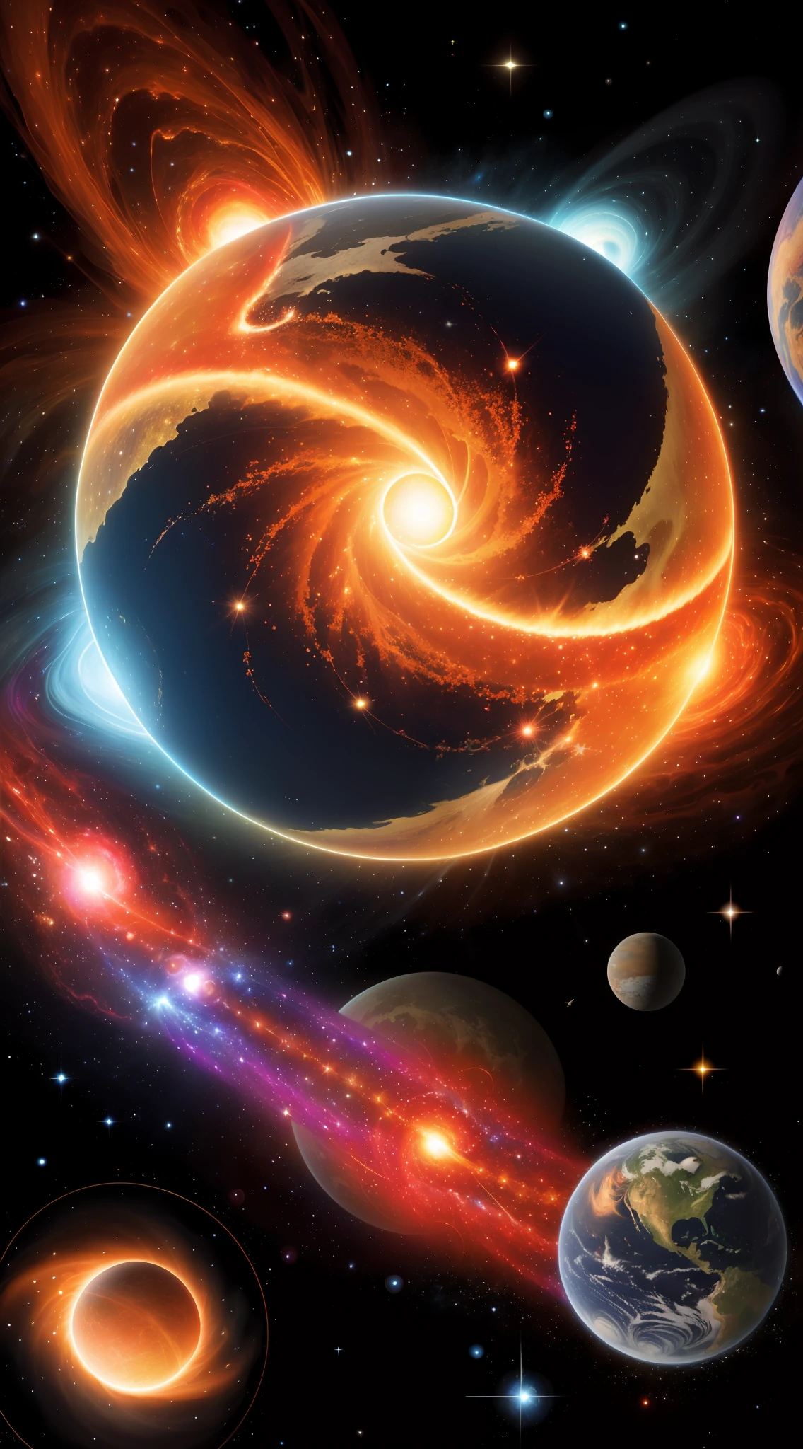 In the beginning, the universe emerged from a singularity, rapidly expanding in an event known as the Big Bang. Over 13.8 billion years, cosmic inflation gave rise to galaxies, weaving a cosmic tapestry from countless shining stars. The formations of elements led to complex molecules, birthed from stellar crucibles, igniting life's genesis. Evolution sculpted planets like Earth as diverse incubators for innumerable species. Gravity tugged all matter inexorably, swirling celestial bodies in an endless cosmic dance. Mysteries abound, from the enigmatic dark matter to enthralling quantum phenomena, as the universe whispers its secrets throughout eternity.