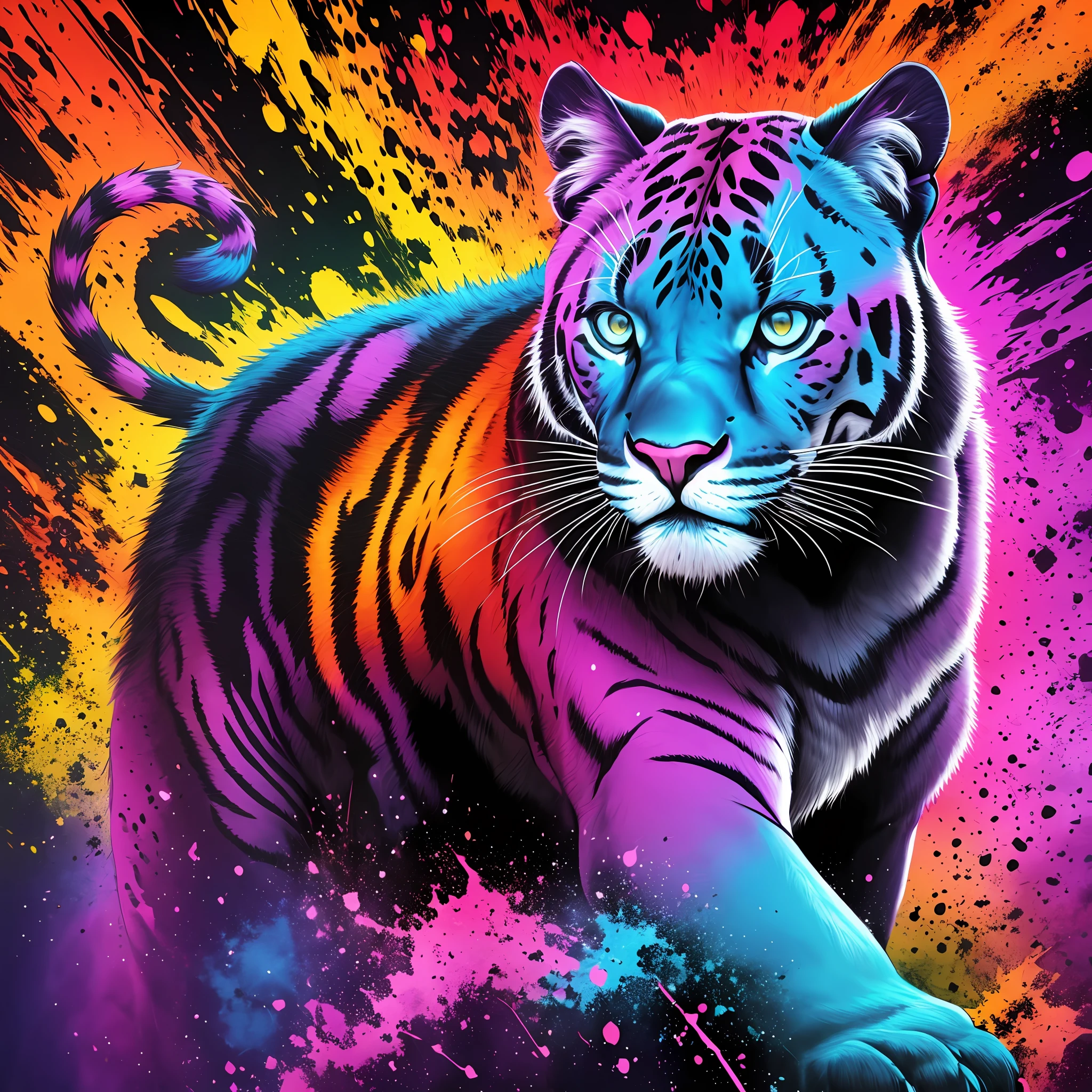 A majestic panther in the style of Patrice murciano Color Field painting, 8k, super detail, anatomically correct, UHD, 8k, best quality --auto --s2