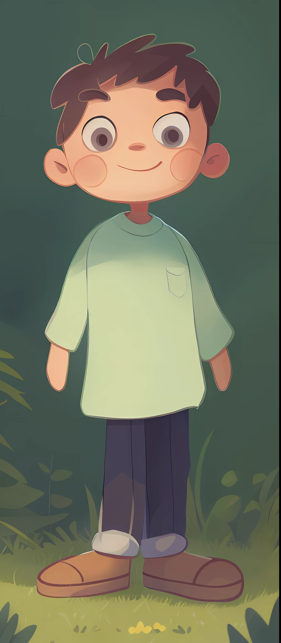 A boy standing on the grass