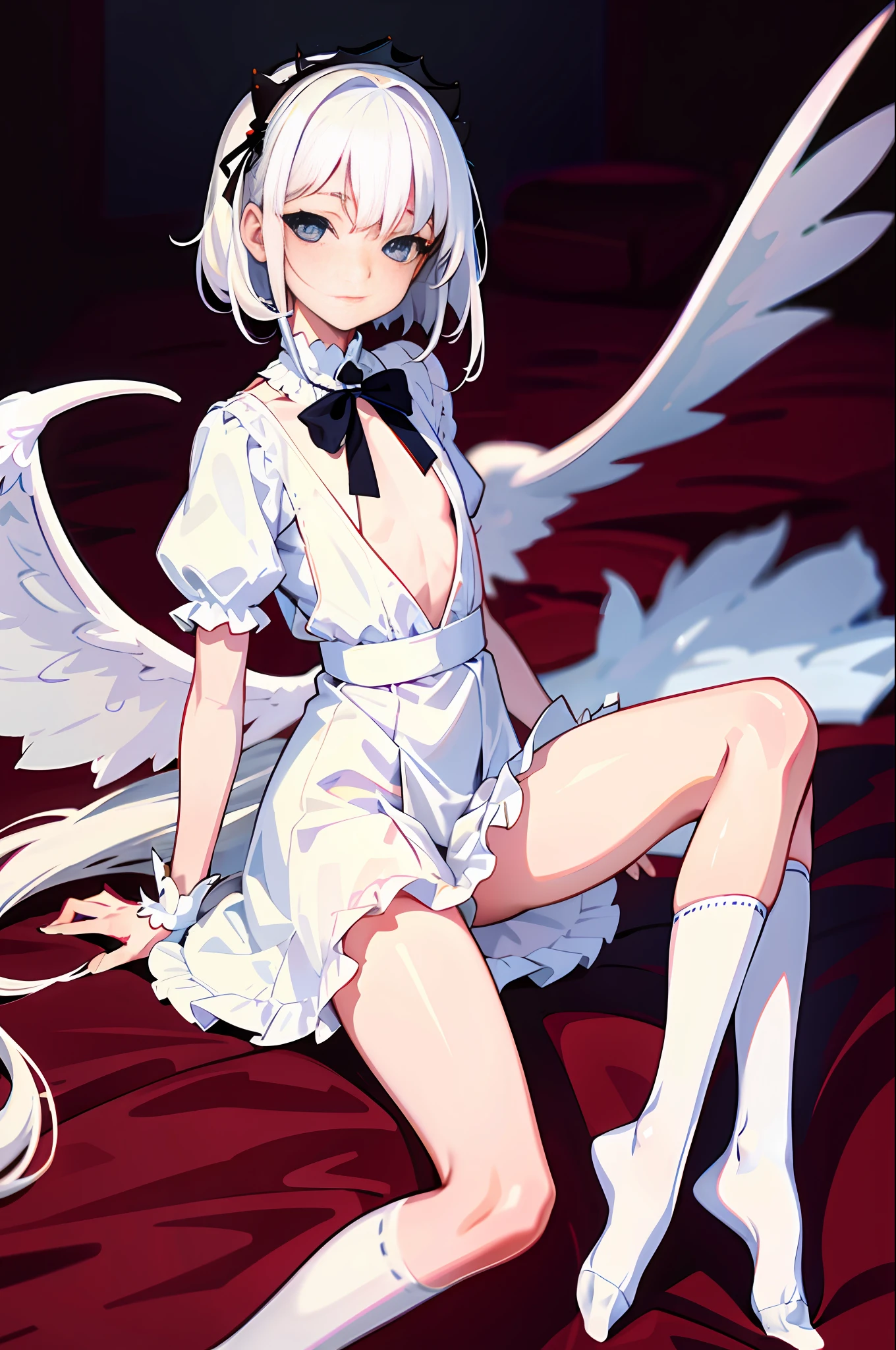White hair,ta clothes,White long Socks,No safe for work,Patsy,seminal fluid,Little devil,Medium chest,Blue eyes,nsfw