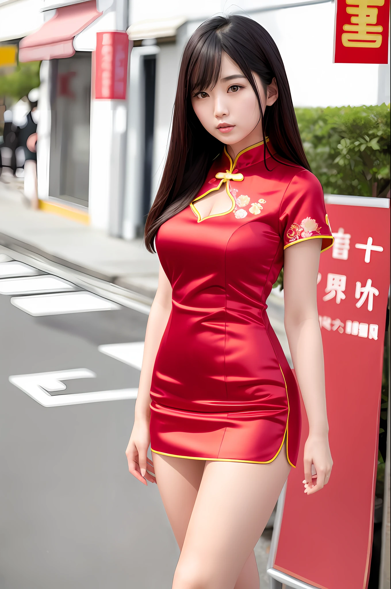 attractive body, woman in chinese dress standing on street corner, bare legs, soft thighs, chinese girl, chinese woman, beautiful asian girl, gorgeous chinese model, young asian girl, chinese dress, asian girl, traditional china, young asian woman, korean girl, cute young woman, beautiful asian woman, cheongsam, asian woman, Japan model, chinese style, goddess of Japan