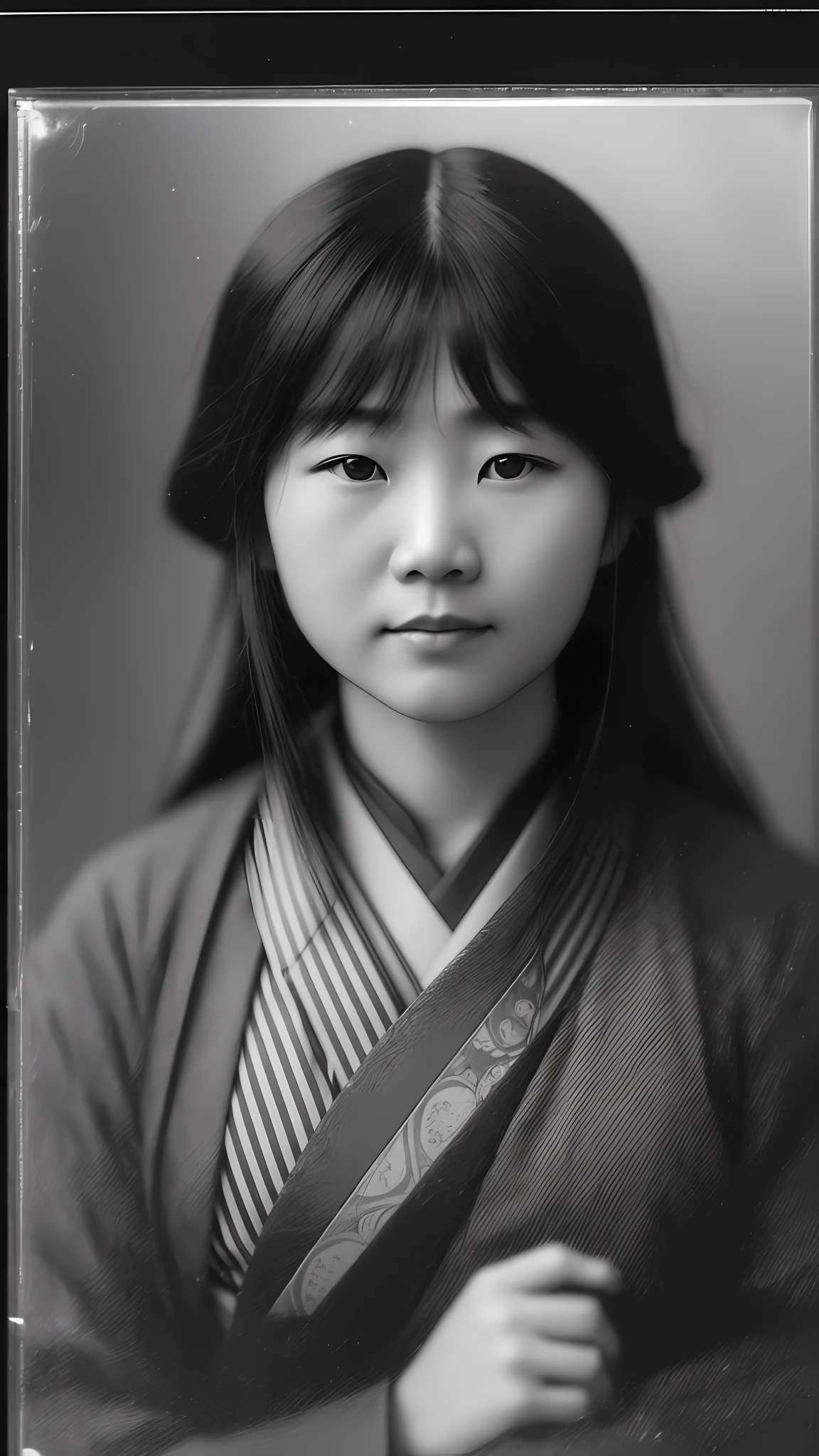 imagine ((8k:1.27), best quality, masterpiece, ultra highres:1.2) Photo of a Japanese (asian) (japanese) immigrant family from the early 20th century, (linda:1.1) (immigrants:1.1) elegant, (monochrome), noise in photo, blurred background, detailed, metric by greg rutkowski and alphonse mucha, gradient lighting. --auto --s2