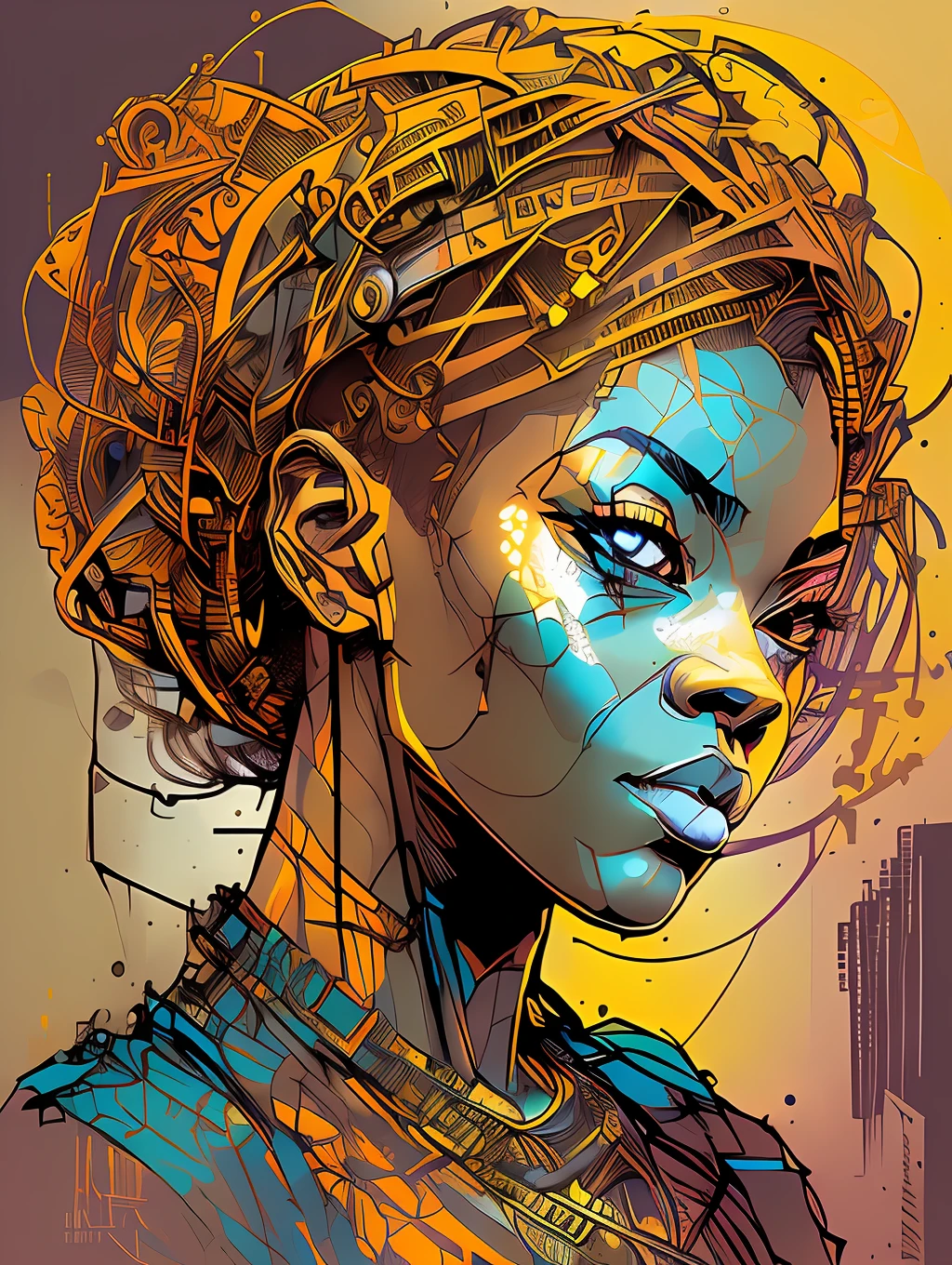 nvinkpunk, floral, steampunk (((African young-aged woman))), insanely beautiful woman, masterpiece, best quality, ((detailed face)), long messy hair, golden colors, bright eyes, ((award winning)), (High Detail), Sharp, 8k, trending on artstation, intricate, floral.